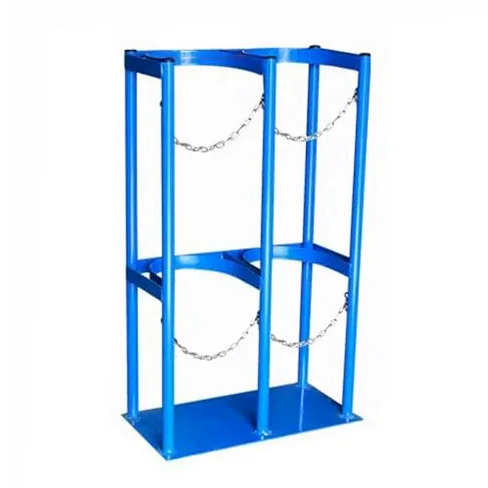 Estante Fijo para bombonas de Gas de 80 a 100 cm de Alto, con Cadena Protectora y Tornillos de fijación, Organizador para Almacenamiento y Transporte (Doble bombona de 29 cm)