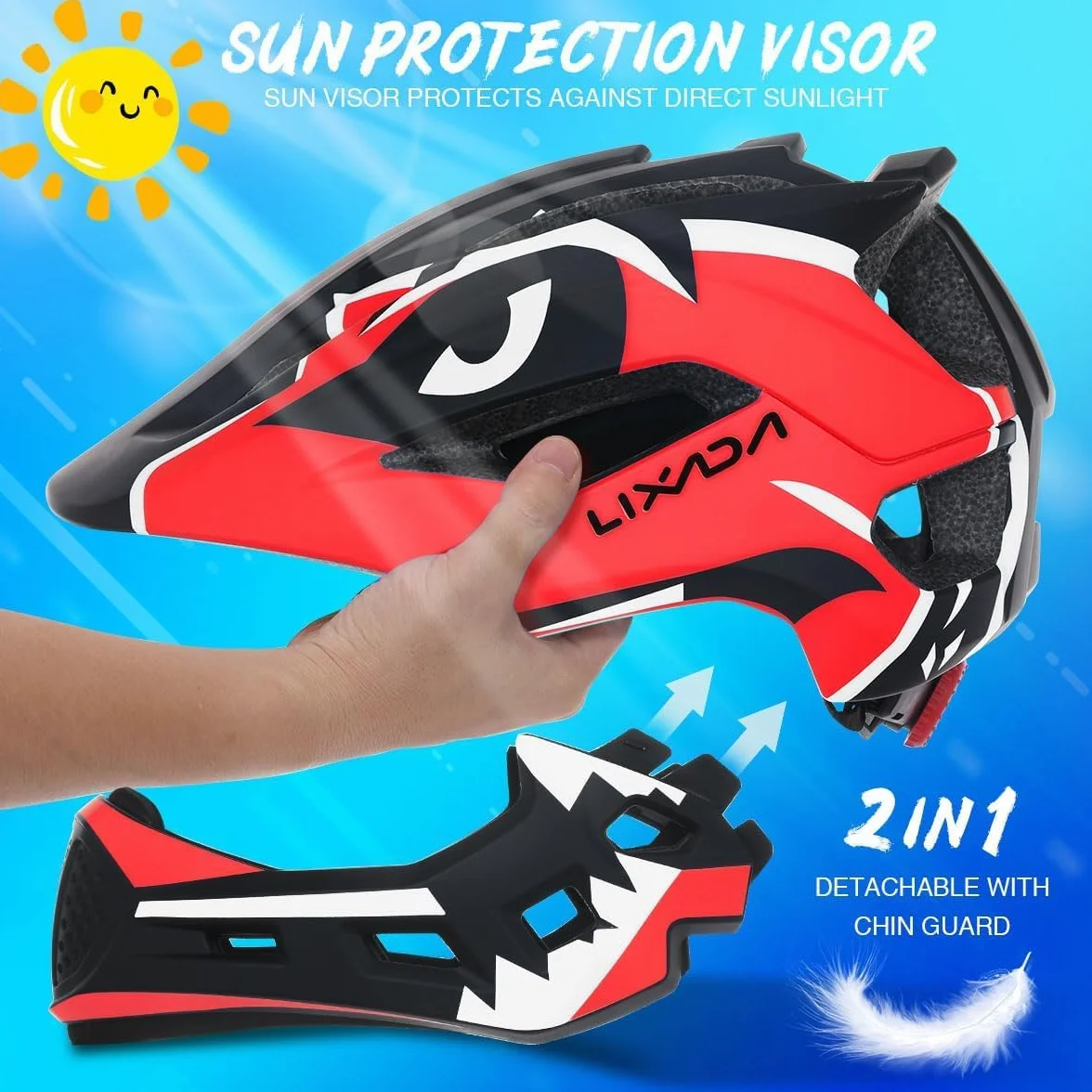Lixada Casco Integral Niños Desmontable Casco de Seguridad Deportivo Bicicleta Ciclismo Patinaje