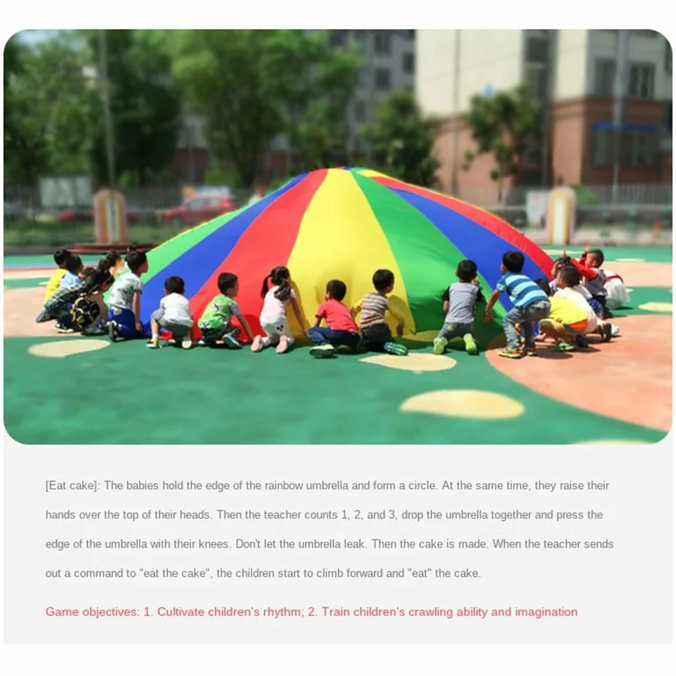 Juego de Paracaídas para Niños de 5 Metros, Tapete de Fiesta Colorido con Asas, Manta de Juego al Aire Libre