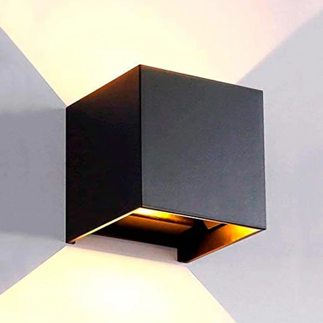 Ledme Aplique de pared Negro LED 6W 3000K Blanco cálido haz de luz ajustable IP54 Impermeable