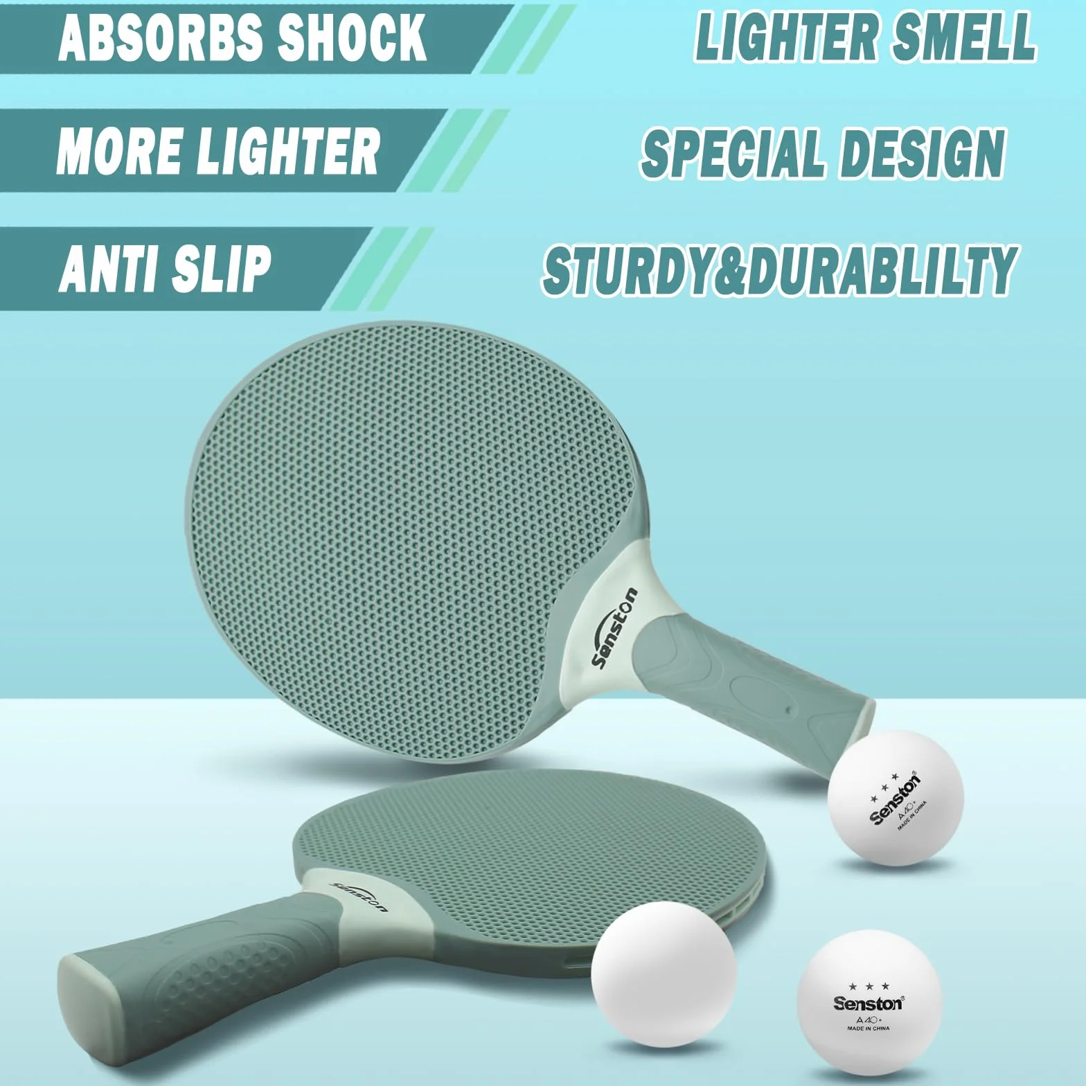 Senston Palas Ping Pong- Equipamiento Esencial para Amantes del Deporte, Raquetas Ping Pong con 3 Pelotas