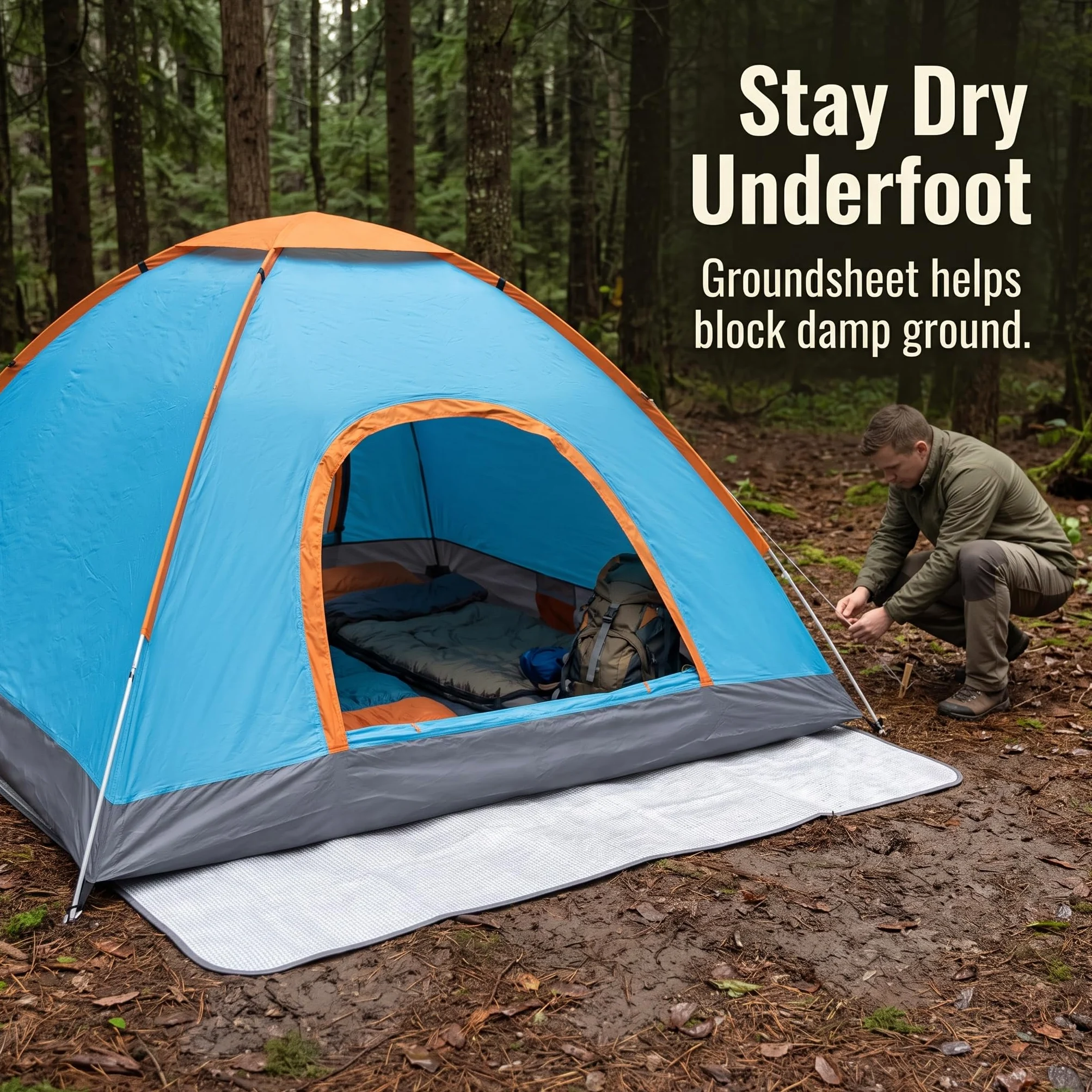 Tienda Campaña Instantánea Automática para Camping Familiar, Impermeable con Mosquitera