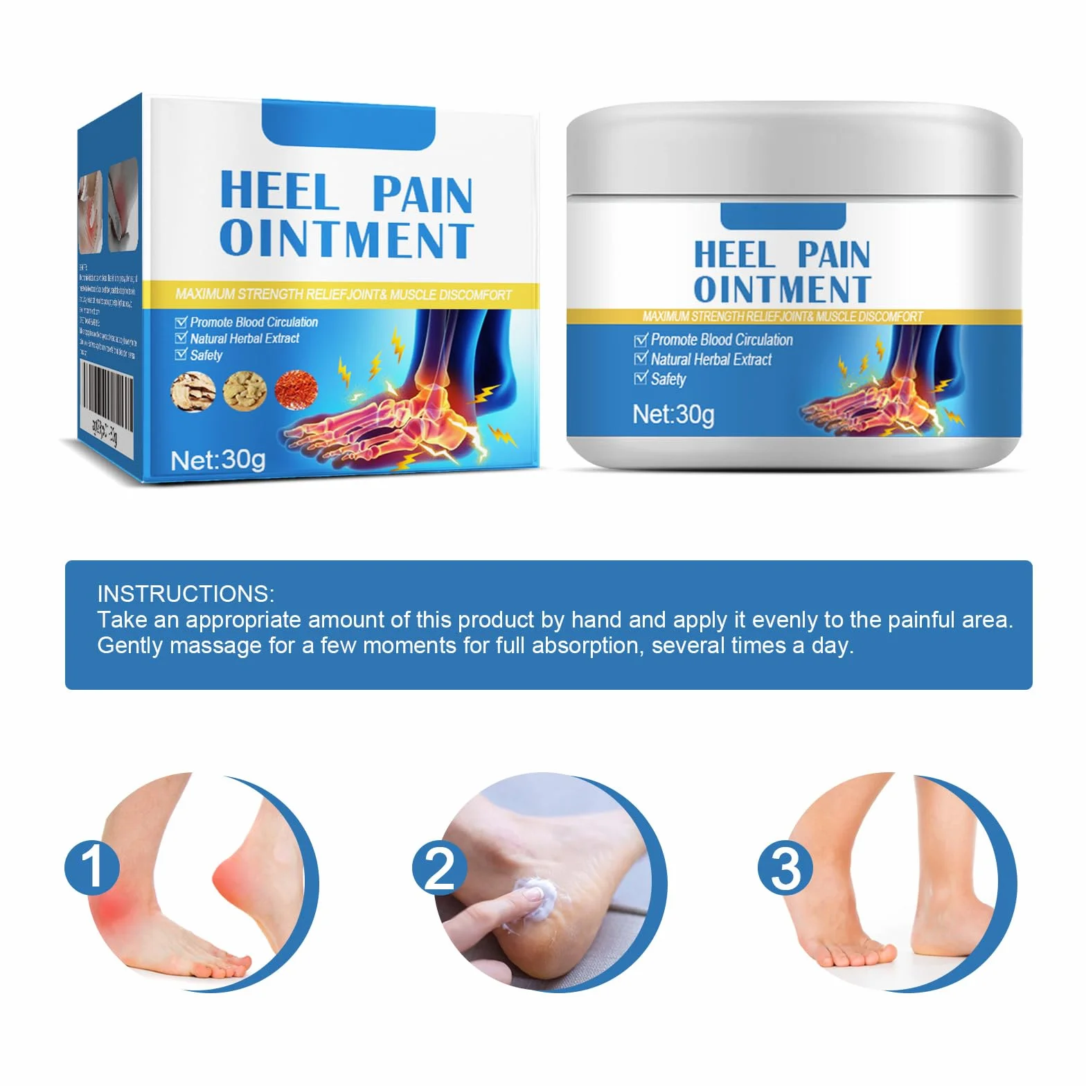 Crema para Espolones Calcáneos y Dolor de Talón, Ungüento Calmante 30g