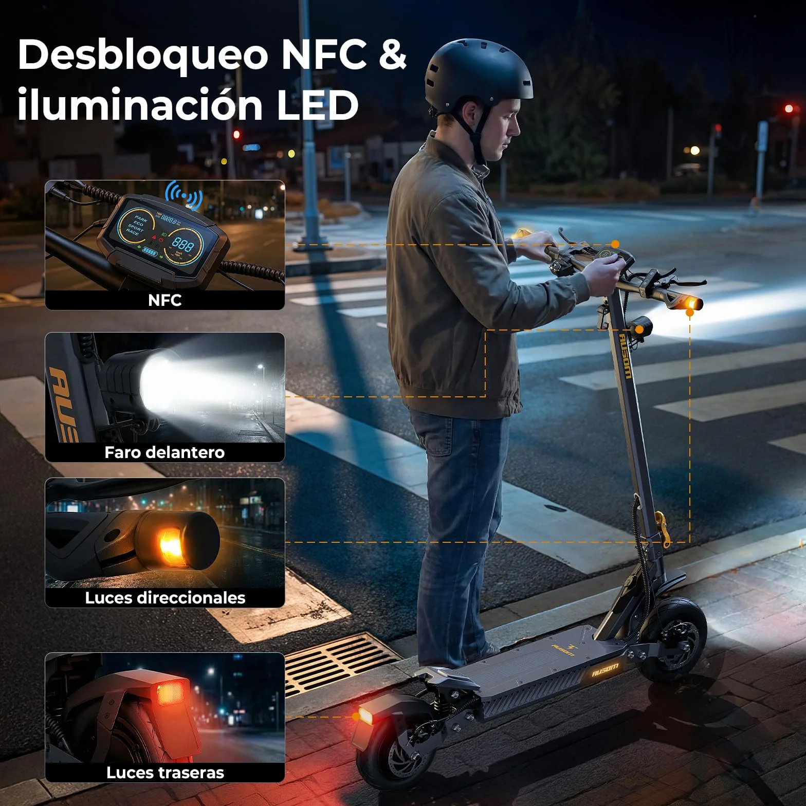 Patinete Eléctrico, Ausom Gosoul 2/Gosoul 2 Pro, 90KM /70km Autonomía, Batería 48V, Suspensión ShocFree, Neumáticos 10", Frenos de Disco+E-ABS, Scooter eléctrico