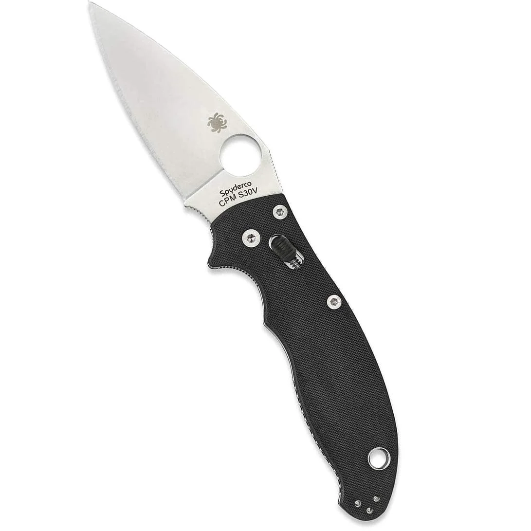 Spyderco Manix 2 Plain Edge Folding Knife, Black/Silver