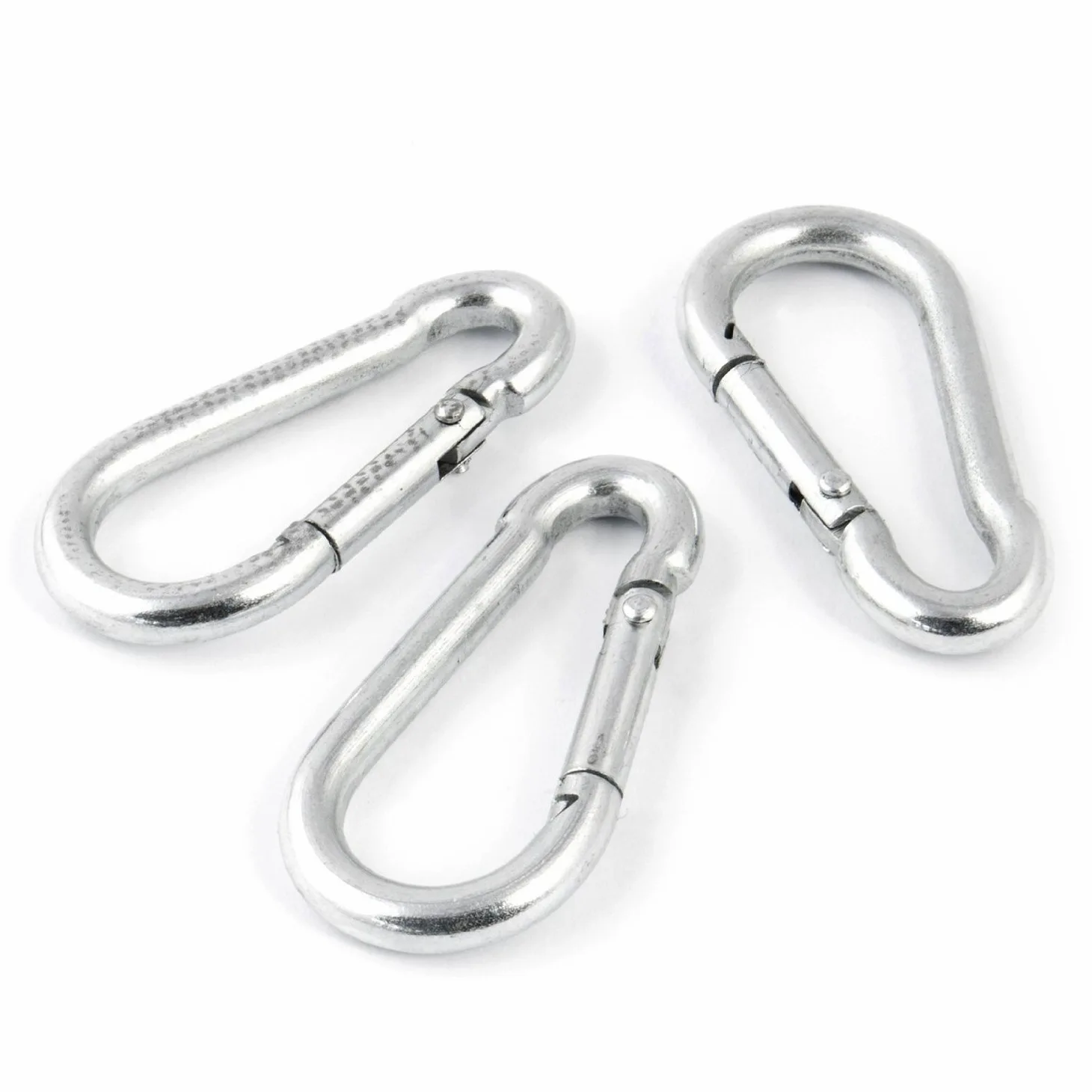 20 piezas Mosquetón para bomberos 14mm | Acero C15, galvanizado según normas de calidad DIN 5299 C | Cierre con resorte con gancho Mosquetones en acero galvanizado Accesorios para cuerdas [DQ-PP]