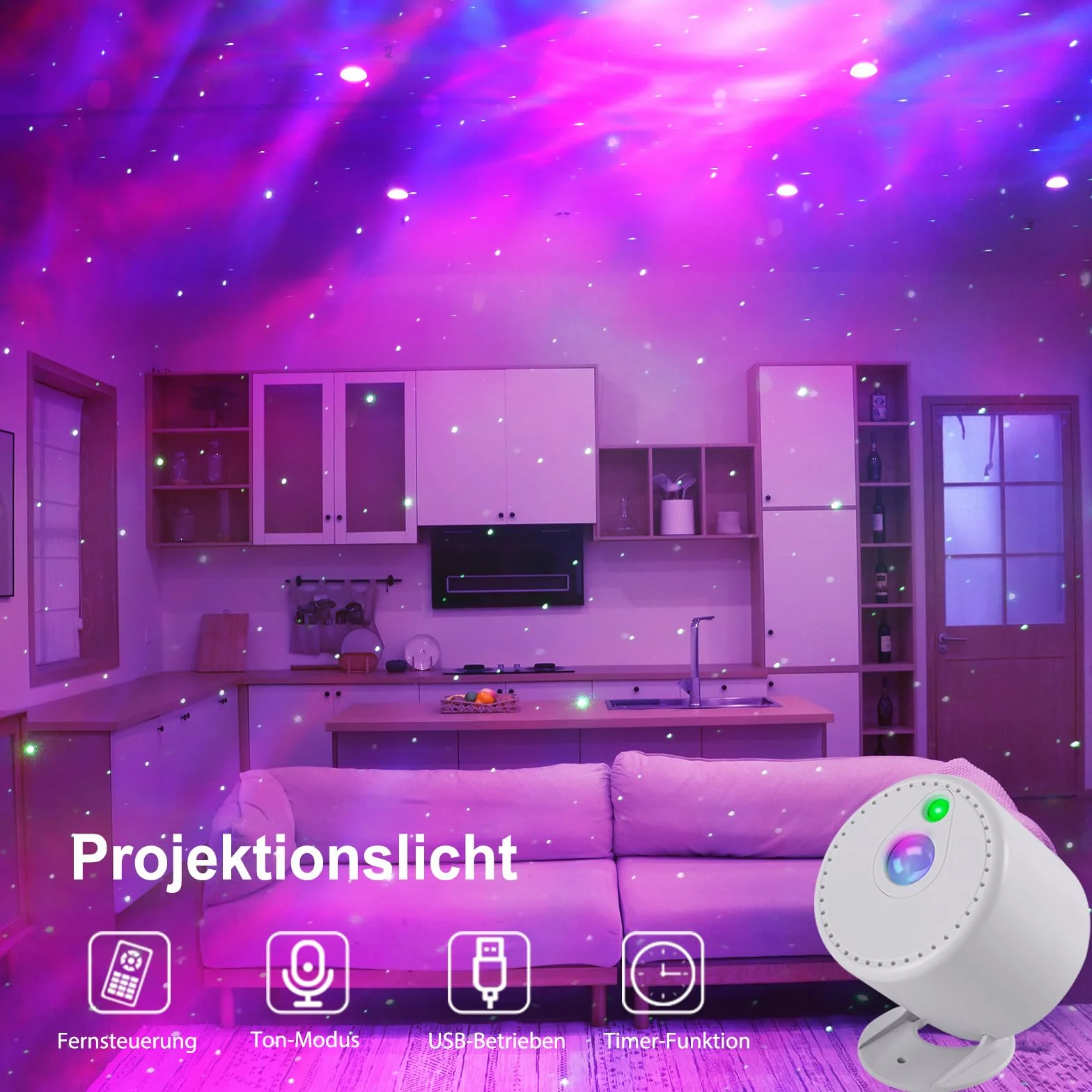 Proyector Estrellas LED Galaxia con Control Remoto, Brillo y Velocidad Ajustables