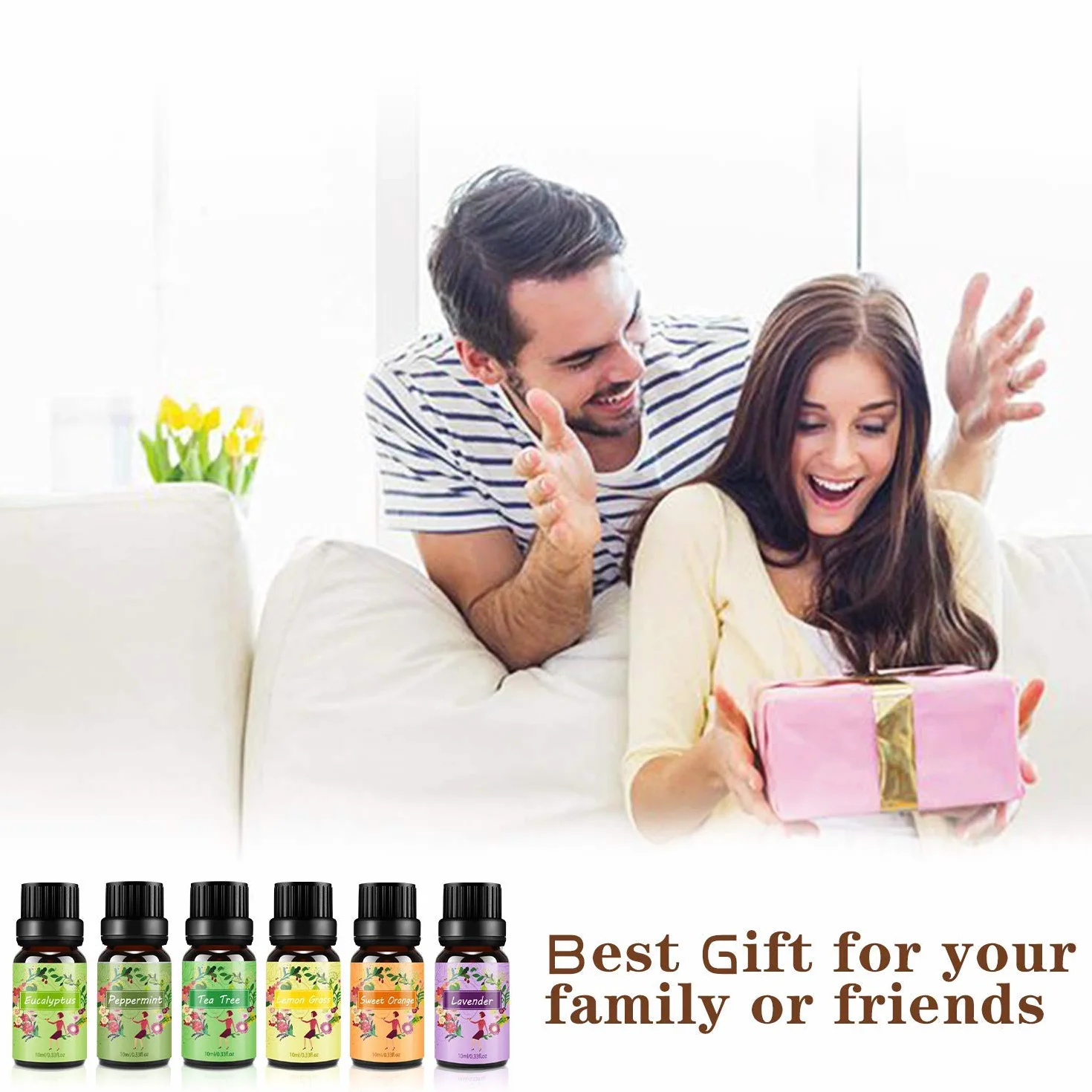 Set de Aceites Esenciales 100% Natural para Difusor, 6 x 10 ml, Aromaterapia