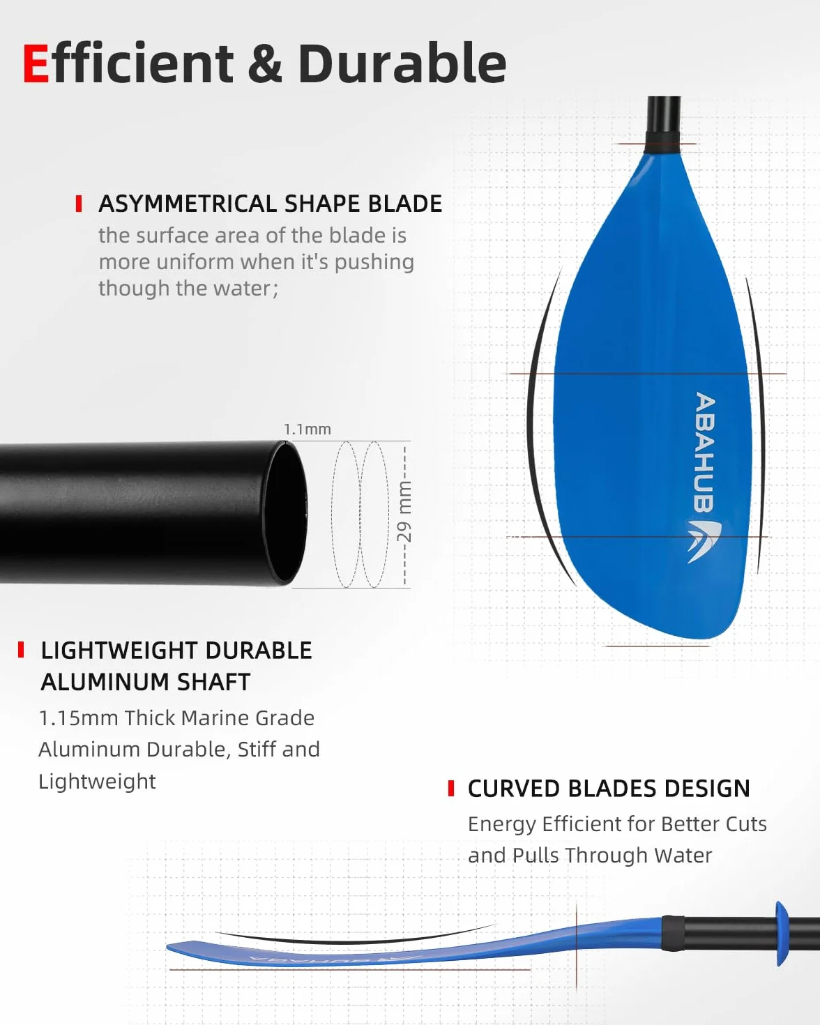 Abahub Remo Kayak Ajustable 210cm 230cm Pala Doble Aluminio