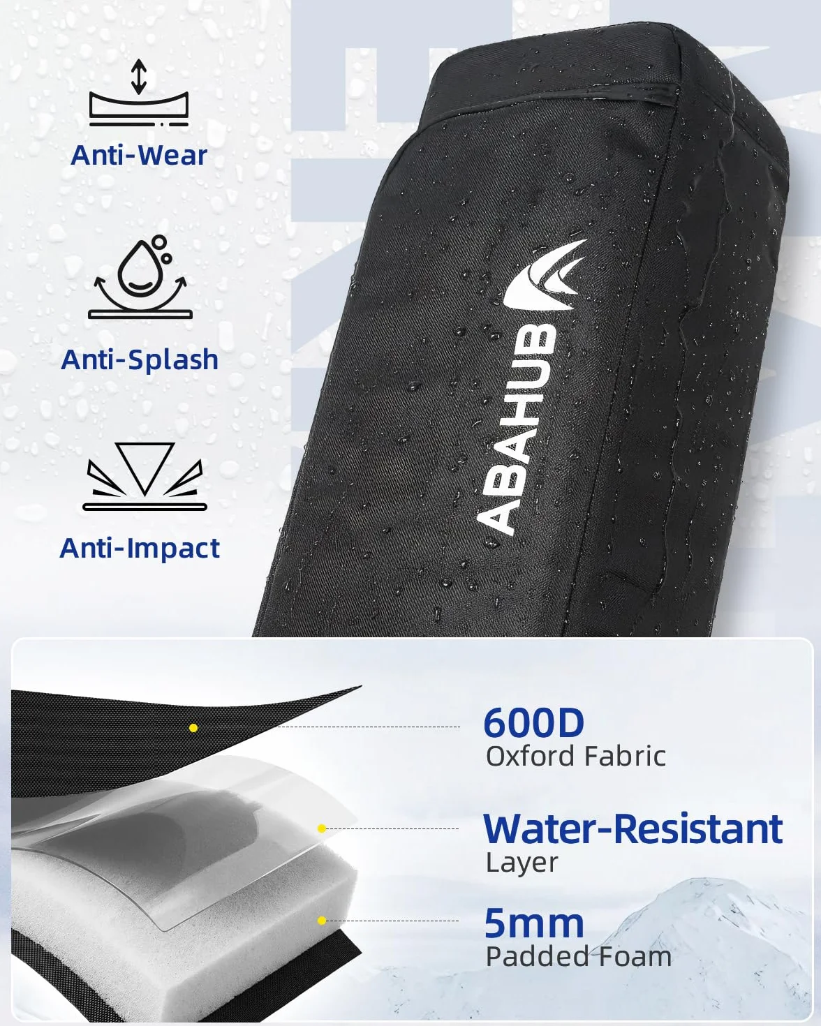 Abahub Funda de Esquís y Bolsa de Snowboard Acolchada e Impermeable - Funda Tabla Snowboard hasta 153 cm, con Correa Ajustable - para Hombre y Mujer, Ideal para Viaje