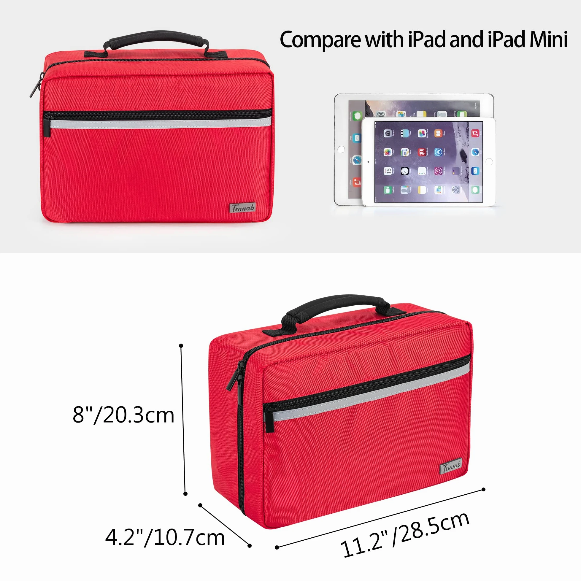 Trunab Medical Supplies Bag Botiquin de Primeros Auxilios Coche, Vacío, SÓLO BOLSA, Bolsa de farmacia, con Múltiples Bolsillos para Kit de Emergencia