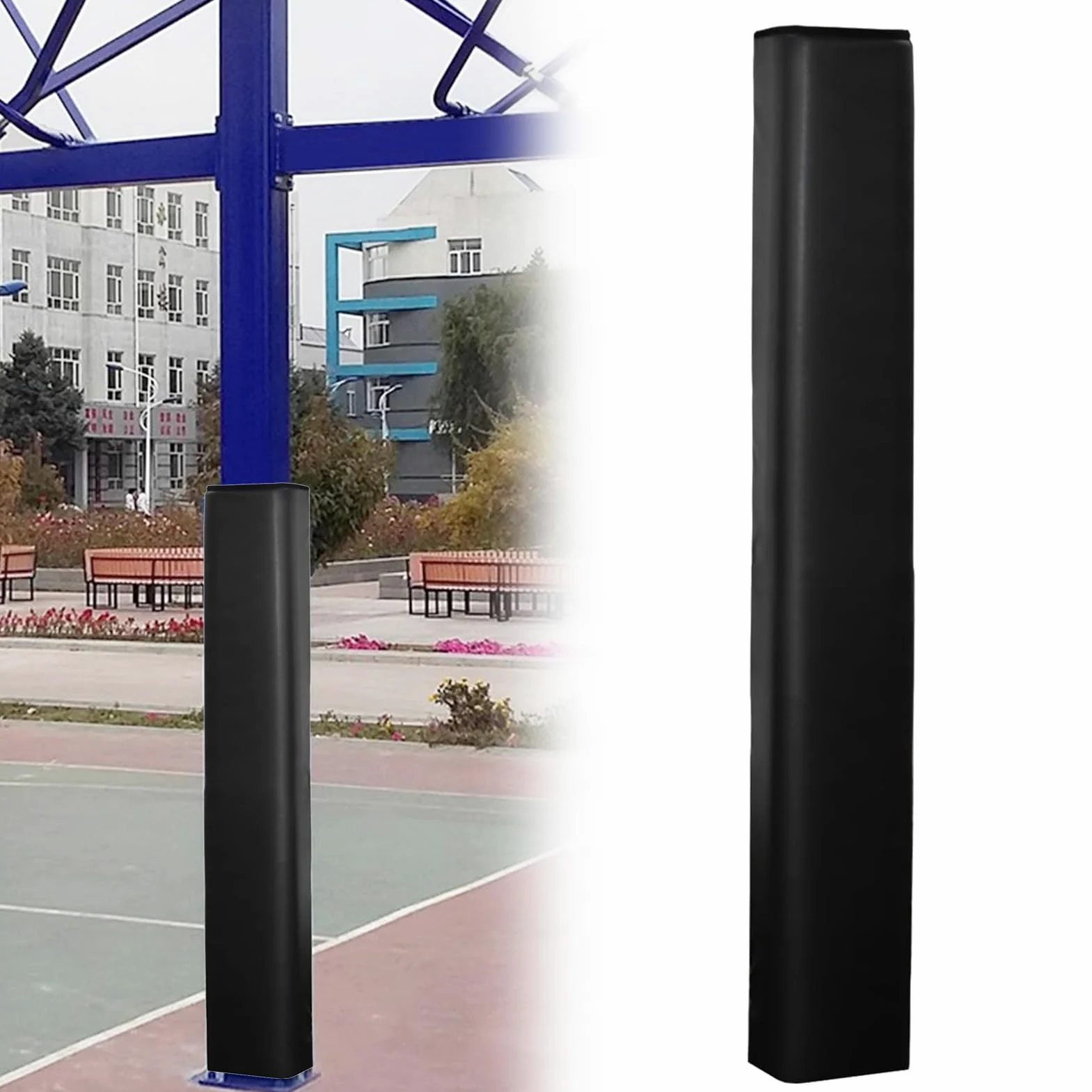 Acolchado para postes de baloncesto, envolturas negras de protección contra impactos para postes de estacionamiento y postes de metal, cubiertas de absorción de golpes para aros de baloncesto
