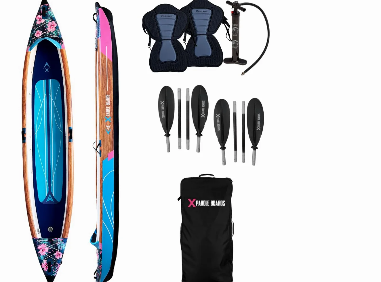 Canoa Kayak Inflable 2 Plazas Dropstitch 470 x 80 x 42 cm K-Hawaii