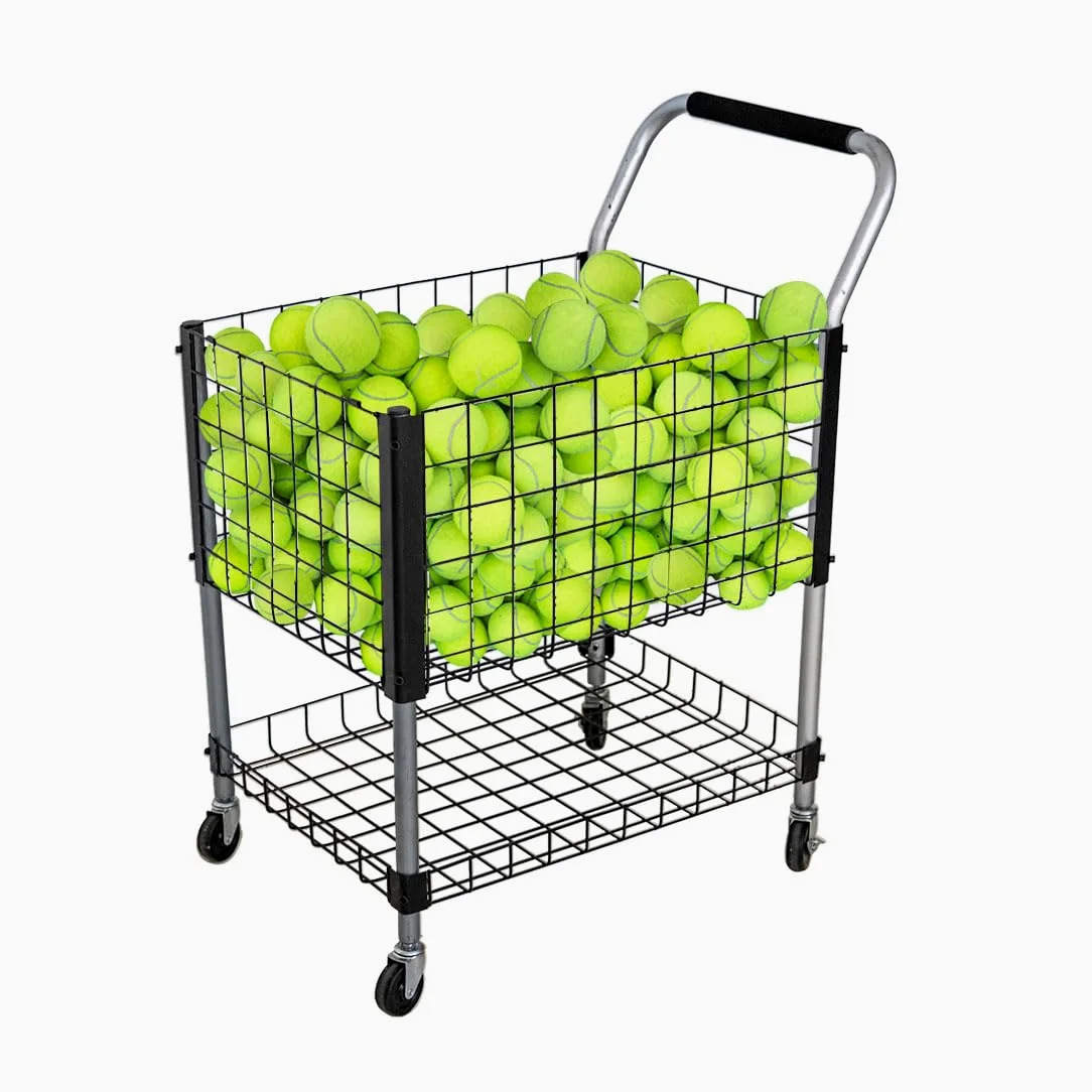 Carro para Pelotas de Tenis con Ruedas, Malla, Puerta y Cerradura, Canasta para Pabellón