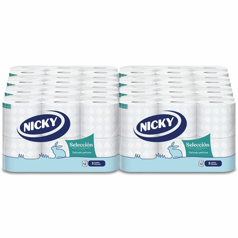 Nicky Papel Higiénico 96 Rollos 3 Capas 150 Hojas Aroma Talco Extrasuave FSC