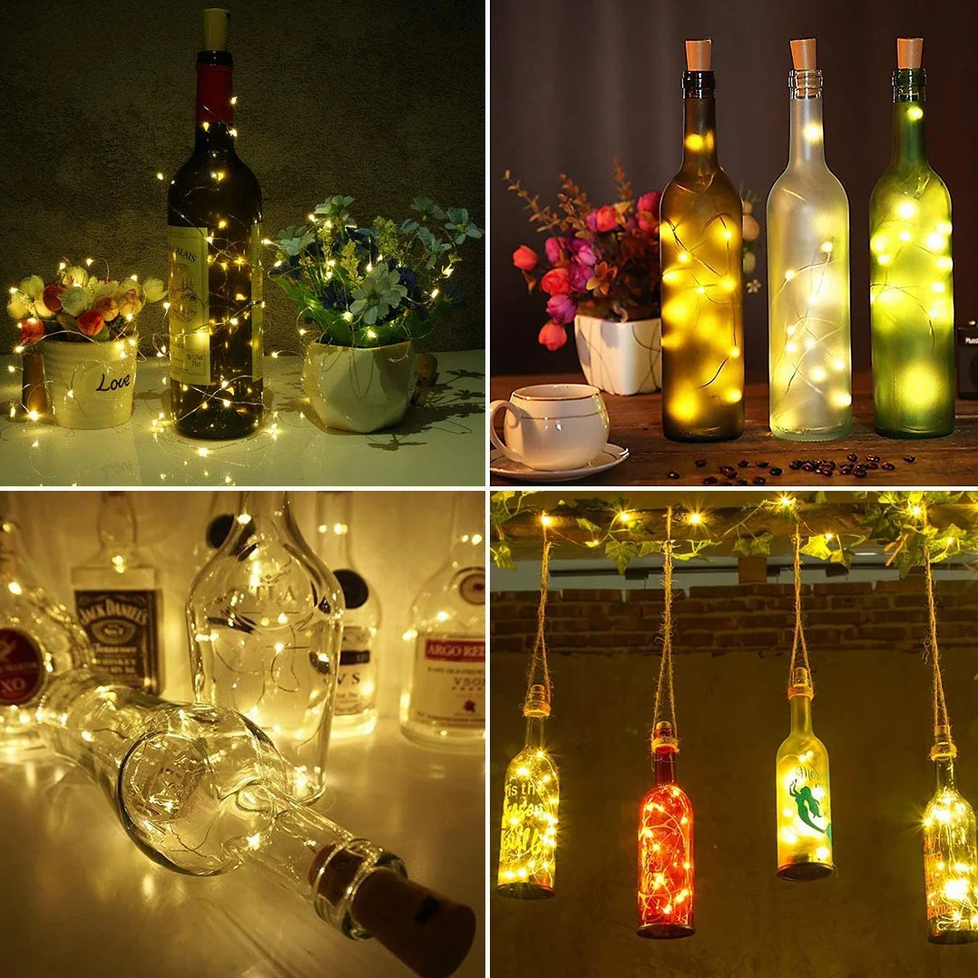 Vicloon Luces LED para Botellas 20 LEDs 2M Alambre de Cobre Cálidas Decoración Fiestas Hogar