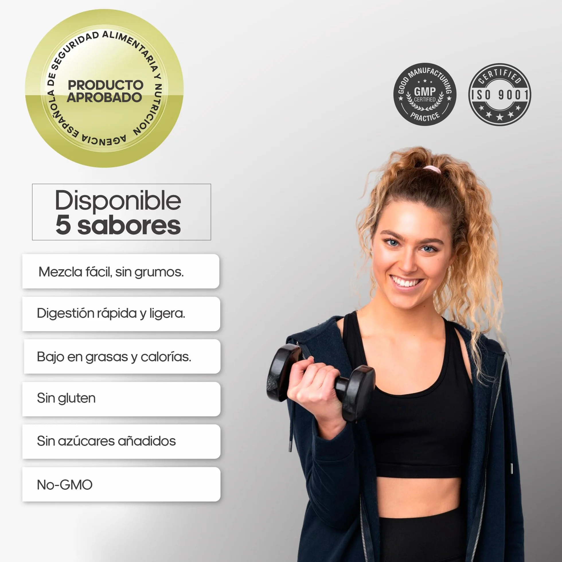 Whey Protein 1KG Polvo Chocolate 43g Proteína BCAA Glutamina Colágeno Magnesio Vitamina B6