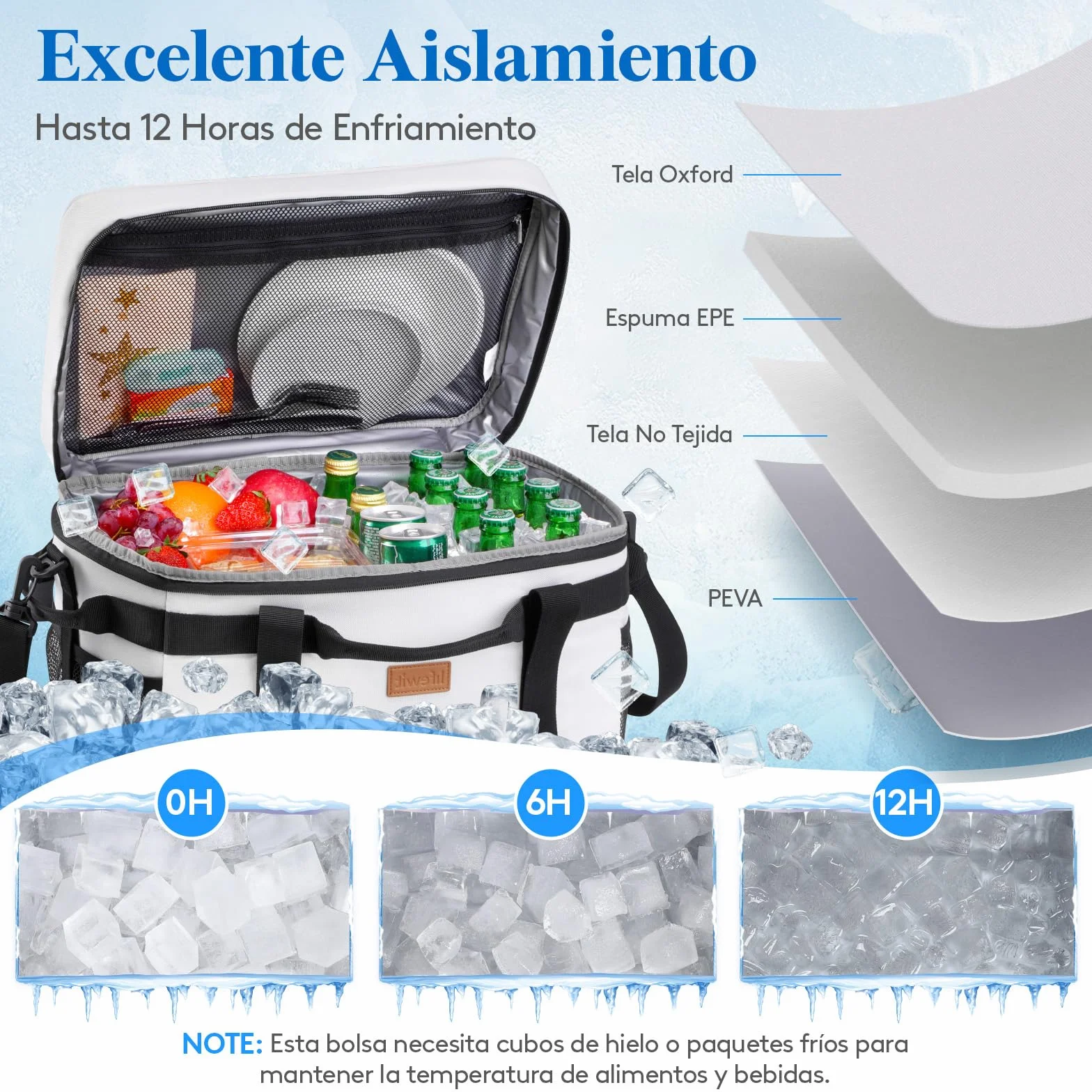 Lifewit Nevera Portatil, Bolsa Termica Grande, Cooler Bag Plegable con múltiples asas, Bolsa Nevera Porta Alimentos para Hombre Mujer, Porta Alimentos para Picnic, Camping, Barbacoa, Gris Seda, 30L