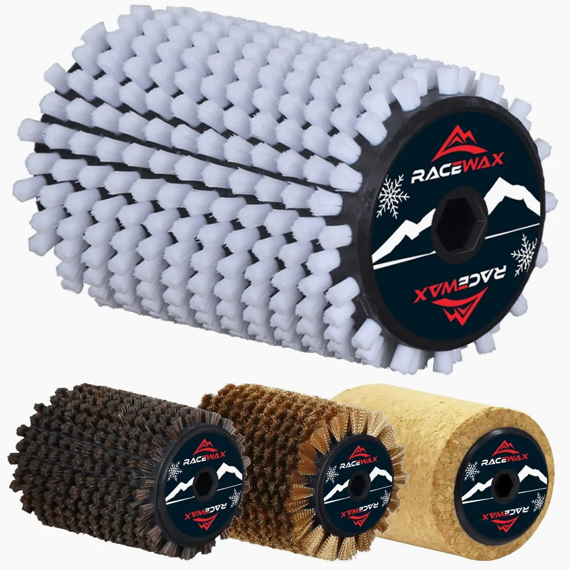 RaceWax Roto - Juego de cepillos para rotor (corcho, nailon, cerdas de crin, cobre, 120 mm)
