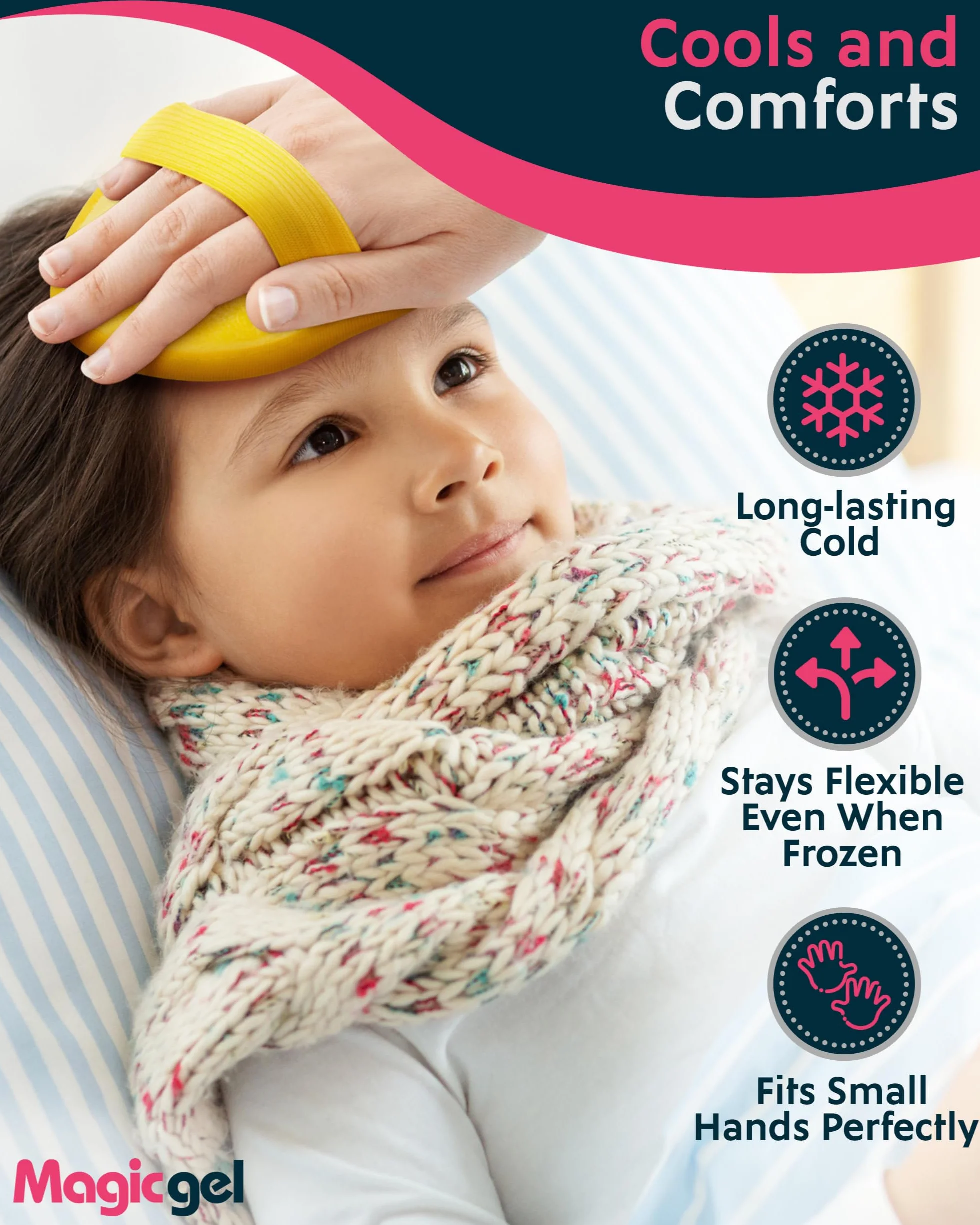 Magic Gel Bolsa de Hielo 4x Bolsa Gel Frío y Calor para Lesiones Infantiles Alivia Hinchazón Fiebre Dolor Cabeza