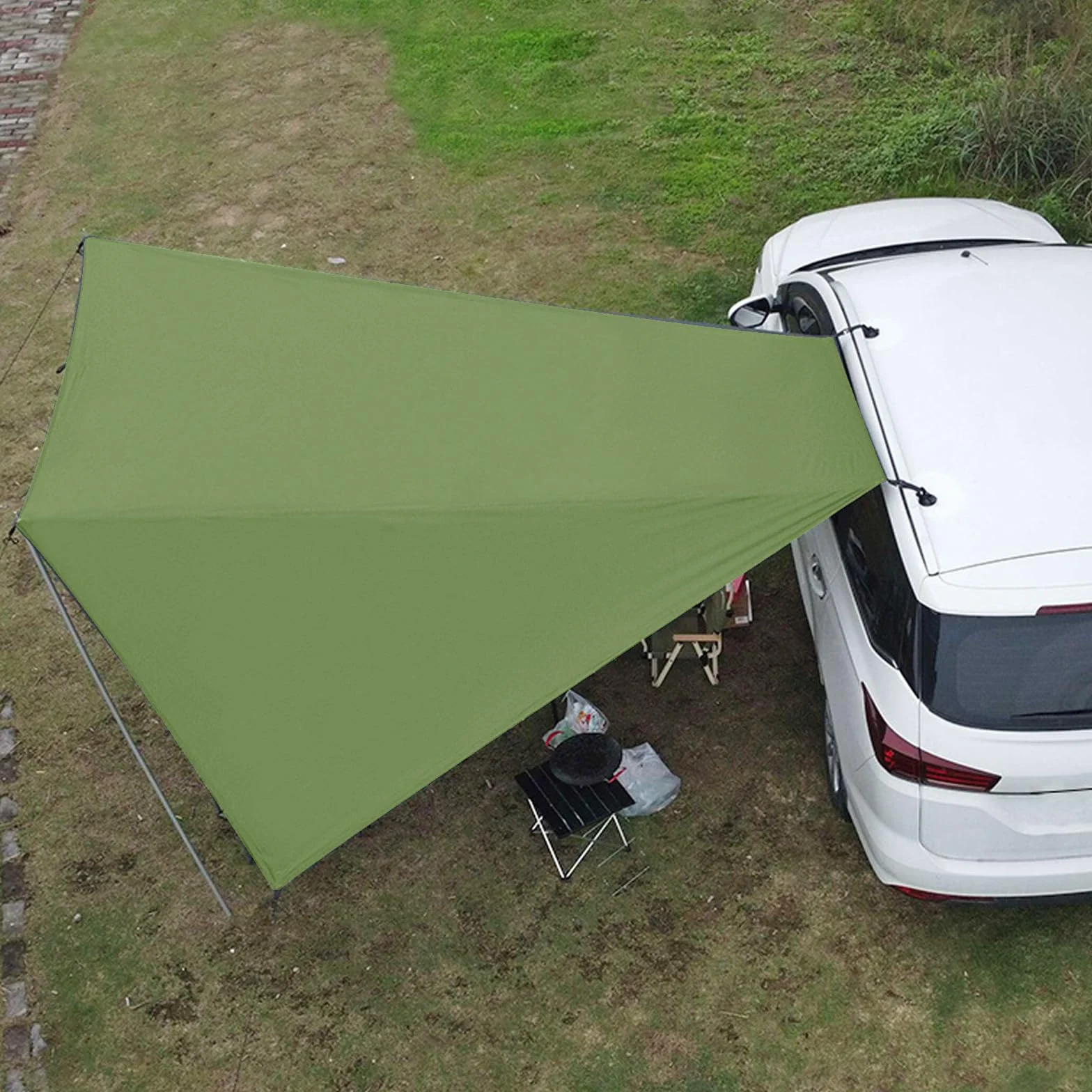 Toldo para Coche, Universal Toldo para Portón Trasero de Coche 380x280cm, Impermeable Toldo Parasol Coche para Auto, SUV, Camping (Verde)