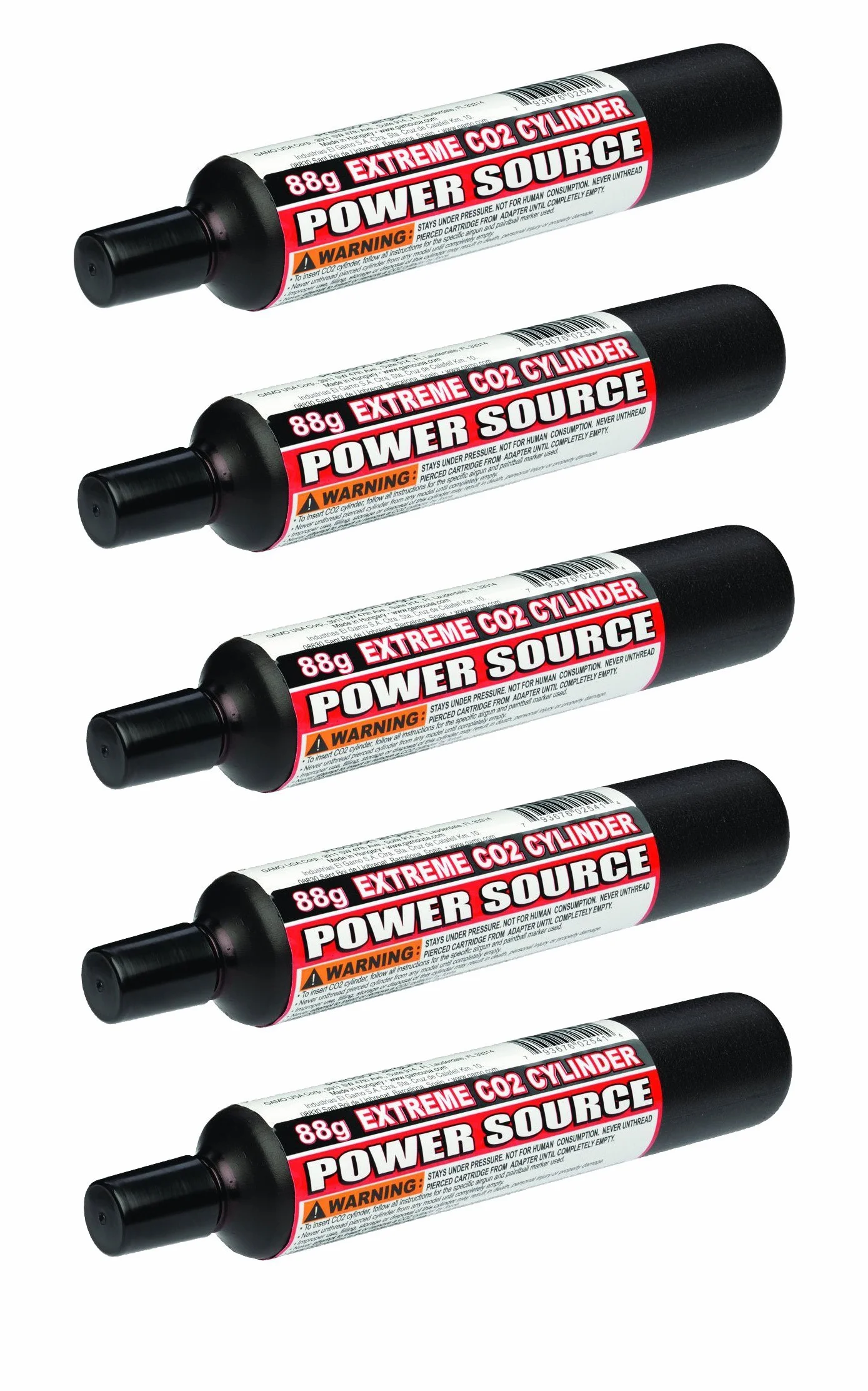 Outletdel ocio Pack 5 Bombonas Gas C02 88gr desechable, Especial carabinas, Airsoft,...