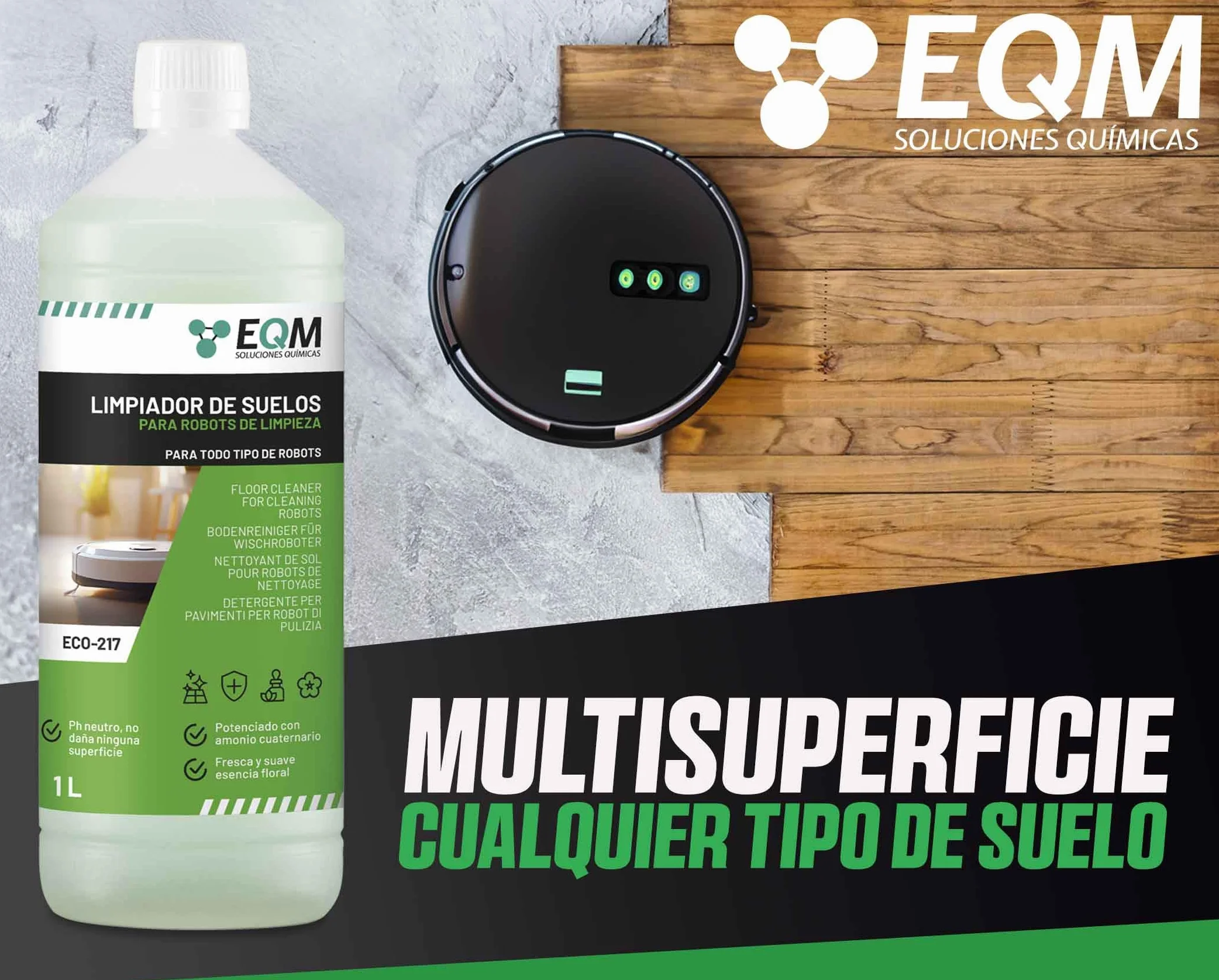 Limpiador de Suelos para Robots de Limpieza ECO-217 1L pH Neutro Aroma Floral
