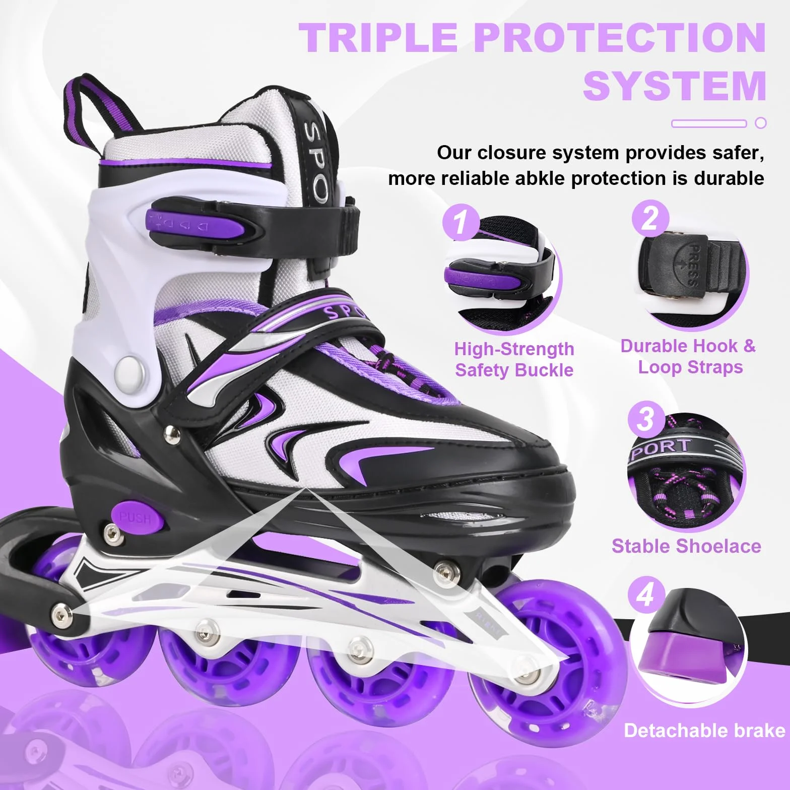 Patines en línea Ajustables para niños y niñas, Patines en línea para niños, Patines en línea para niñas y niños para Uso en Interiores y Exteriores