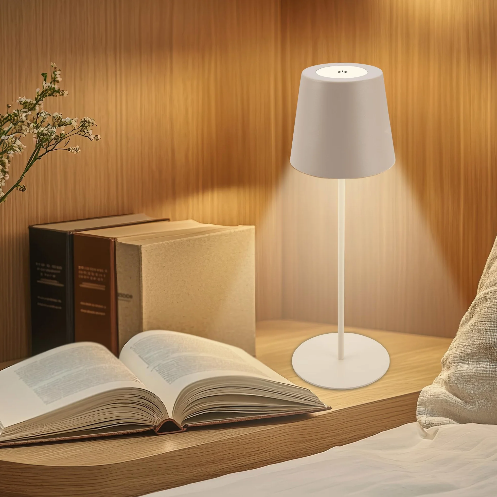 Briloner Lote 2 Lámparas Mesa LED Inalámbricas Regulables Táctil Batería Reemplazable USB-C Ø12x36 cm Beige