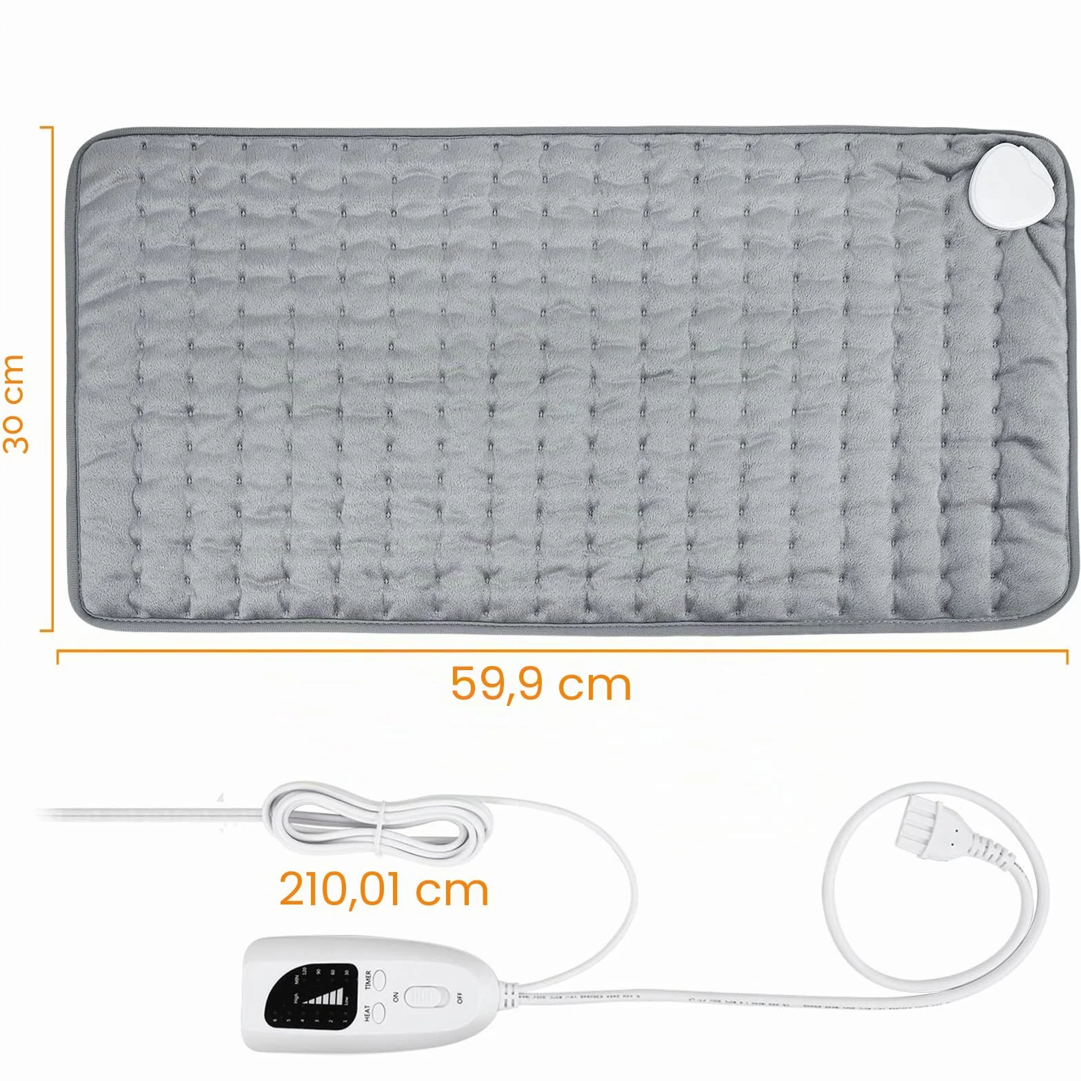 Manta Electrica Almohadilla Termica Calefaccion Electrica Apagado Automatico 6 Temperaturas Gris Claro 30x60cm