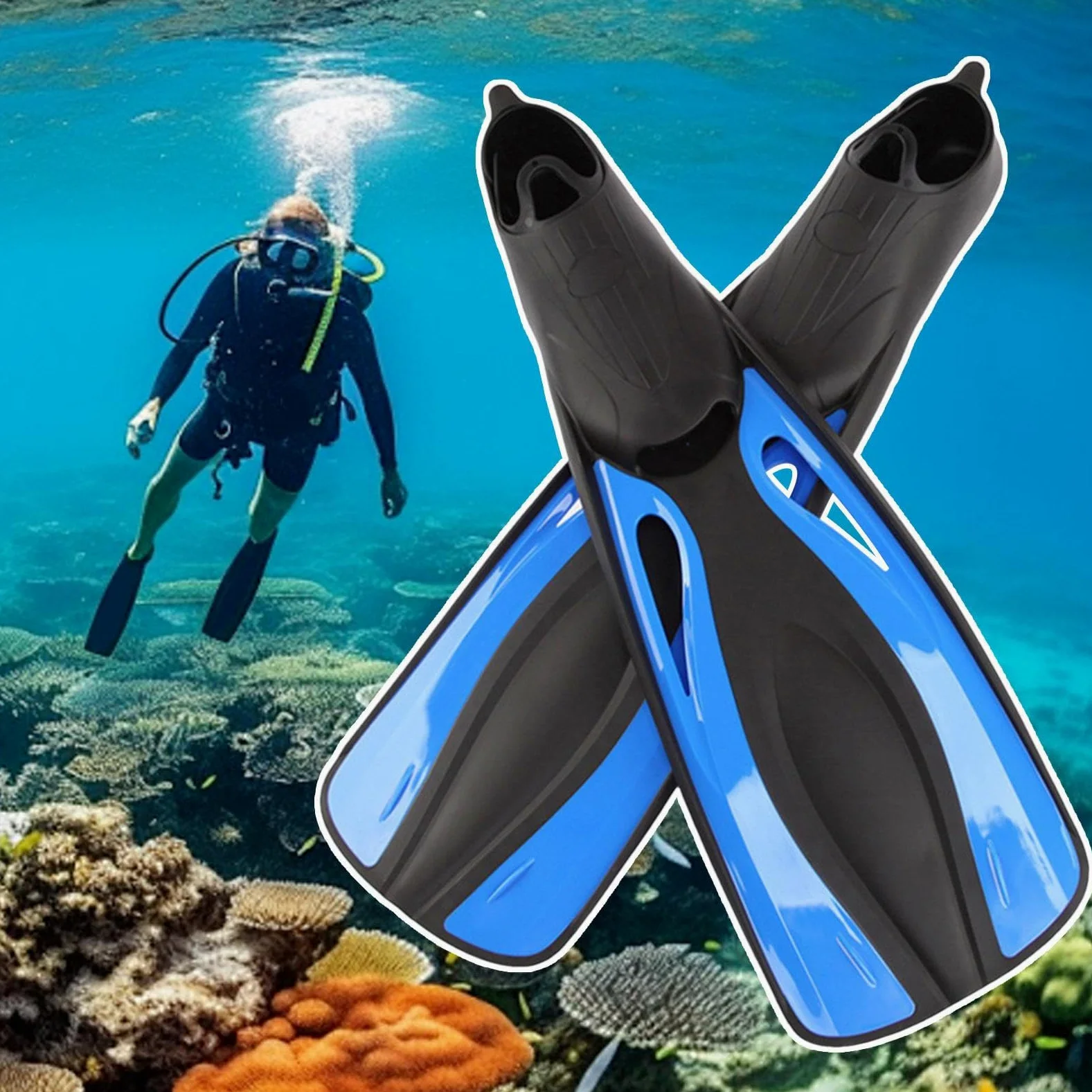 Aletas de natación Adulto Equipo Buceo Ajustable para Viajes | Aletas Snorkel Adultos Pie Completo para hombres principiantes expertos buceo con tubo deportes acuáticos entrenamiento