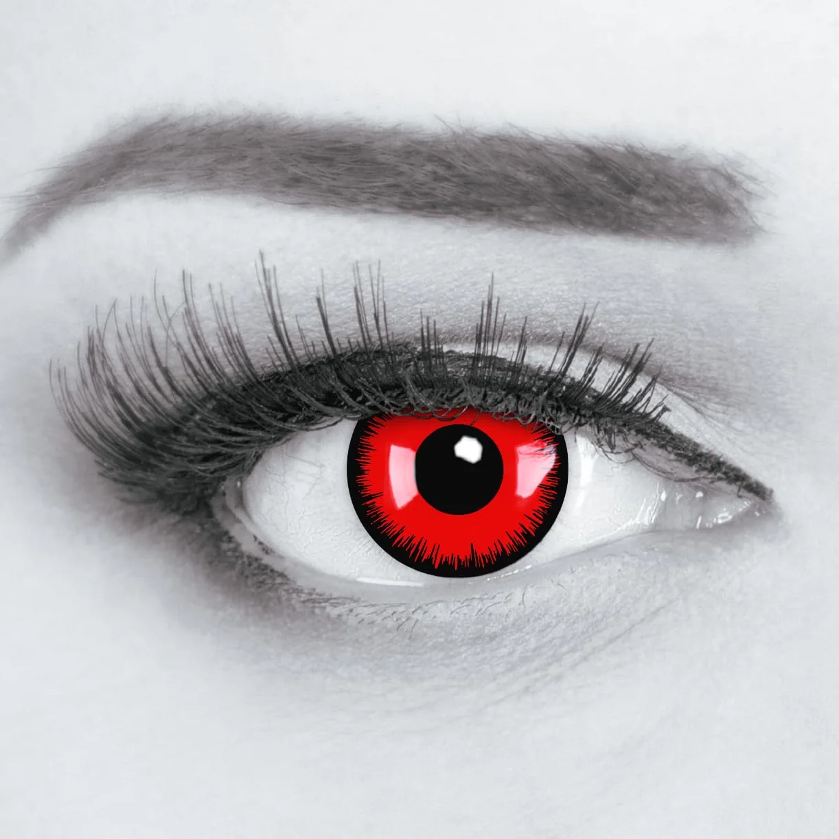 Lentillas de color rojo negro Red Lunatic 1 par, sin graduación, cómodas para Halloween, cosplay