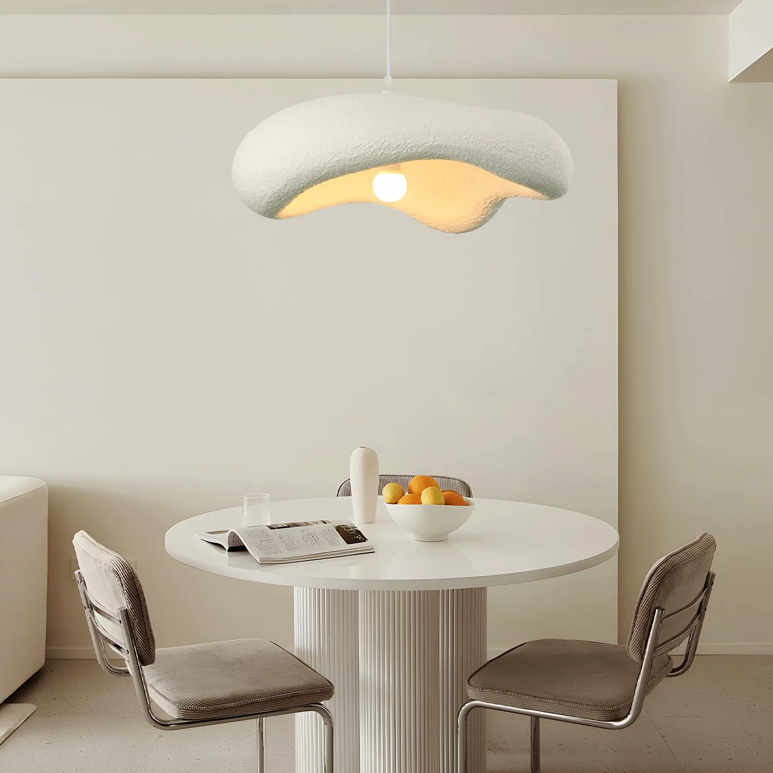 Wabi-Sabi Estilo Lámpara Techo Colgante Japonés Comedor Forma Irregular Nube Blanca Lámpara Araña Ajustable E27 50cm