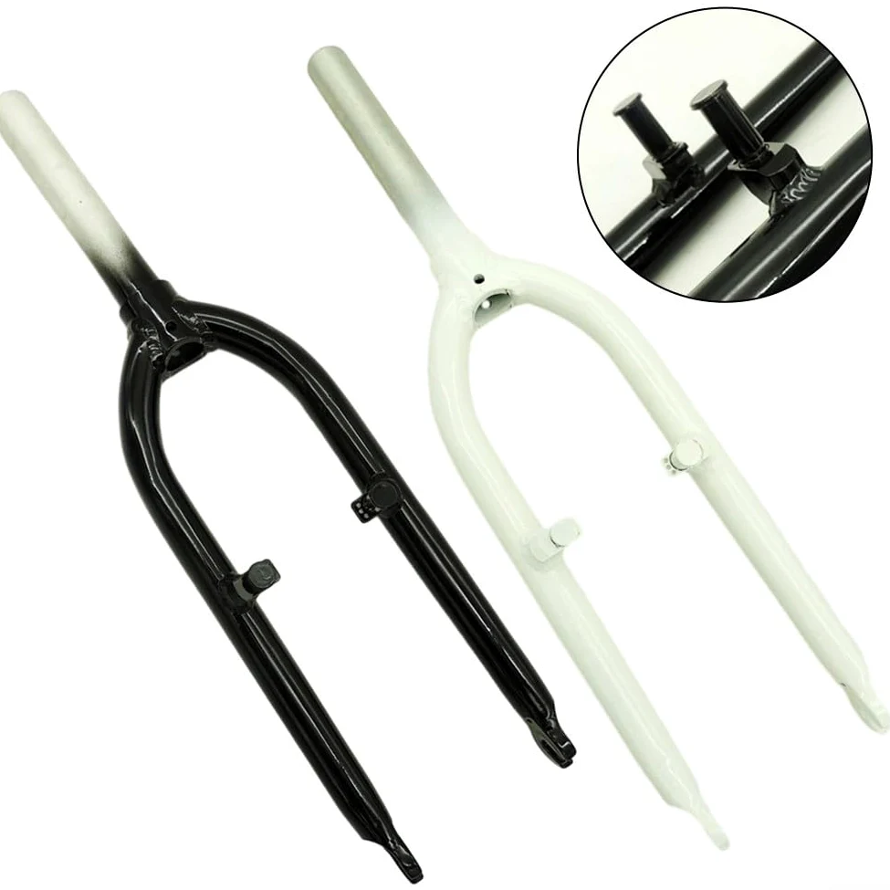 Horquilla delantera de bicicleta plegable de aleación de aluminio de 20 pulgadas con freno en V, tubo superior de 28.6 mm x 170 mm, horquilla de suspensión ligera para ruedas de 20 pulgadas (negro)