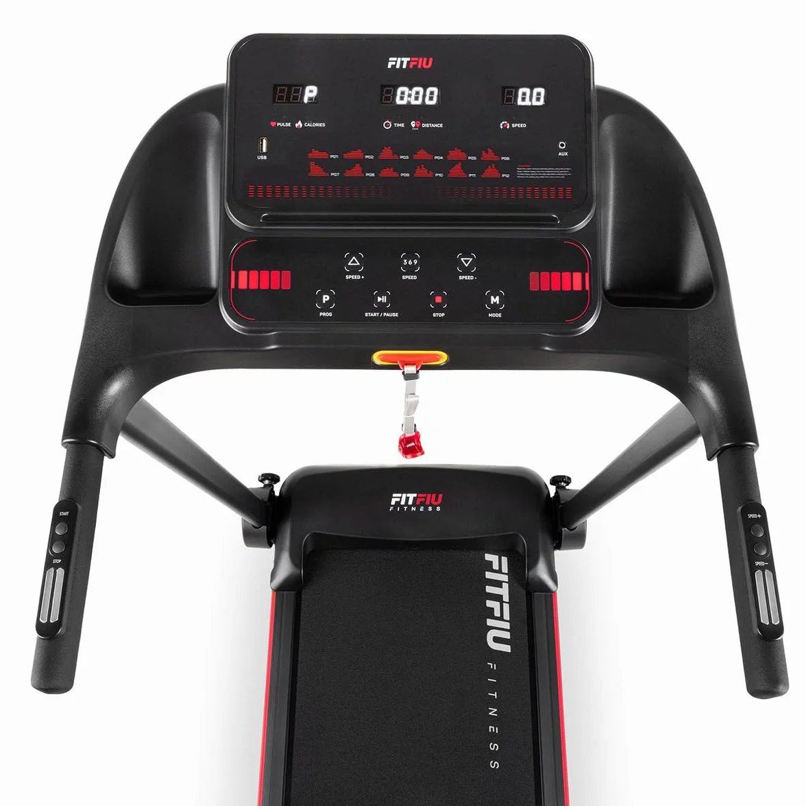 Cinta de Correr Plegable FITFIU Fitness Inclinación 9% y Velocidad Ajustable 14 km/h Conectividad App y Altavoces Integrados 12 Programas y Motor 2.0 HP con Soporte para Tablet MC-90