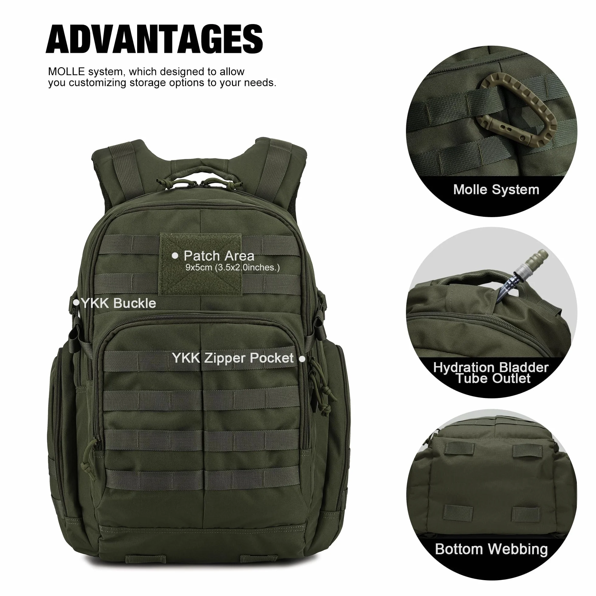 Mardingtop Mochila Militar Táctica 25L 40L MOLLE Senderismo Camping