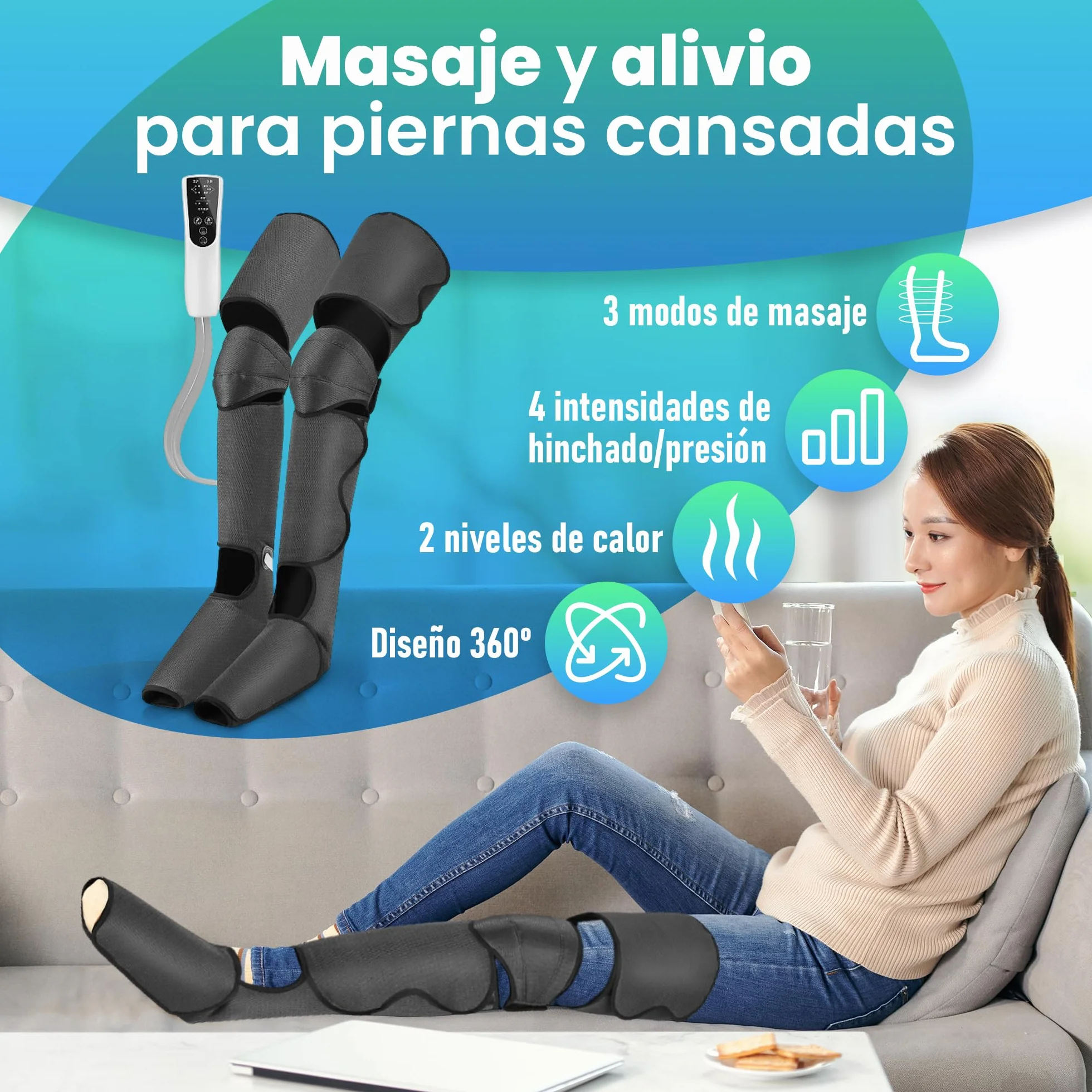 GreatDreams® Botas Presoterapia Masajeador de Piernas con Calor Mejora Circulación Sanguínea Drenaje Linfático