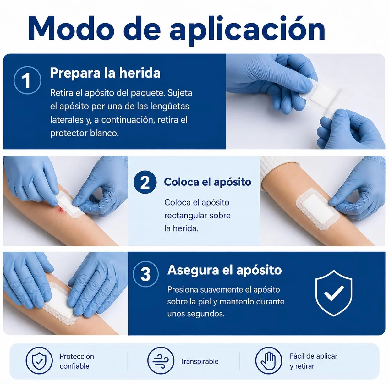 Apósitos Adhesivos Estériles Transpirables 100 Unidades + 50 Gasas Esteriles 5cm x 7,2cm 5cm x 5cm Pack 150