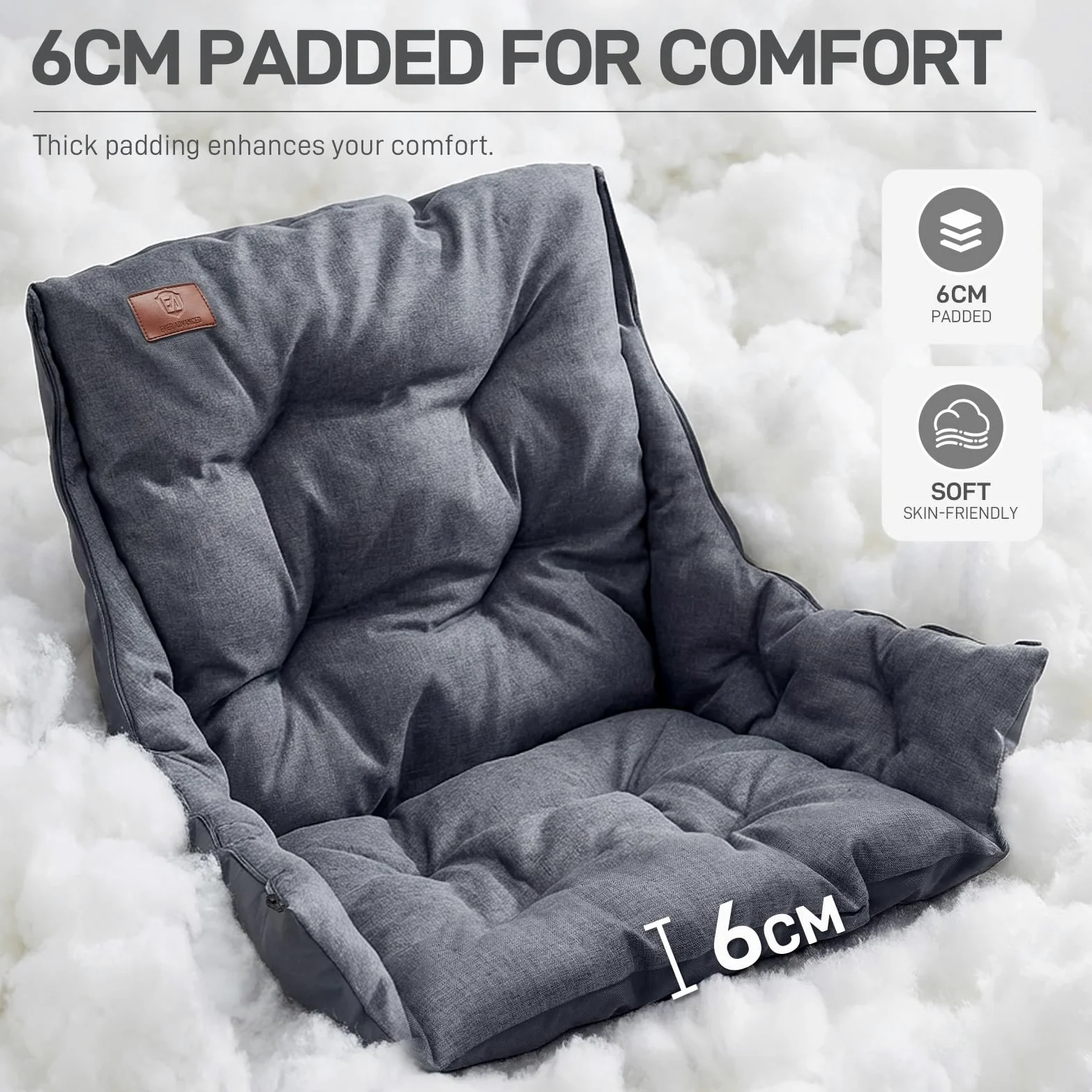 EVER ADVANCED Silla de Camping Plegable 2 en 1 Extragrande con Acolchado extraíble de 6 cm de Grosor, soporta 180 kg, Incluye Bolsillos Laterales, Compartimento refrigerador y portavasos