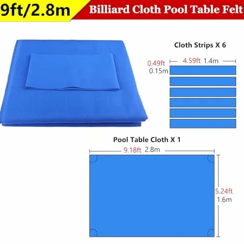 Paño de billar de fieltro 9 pies, nailon, suave, resistente al desgaste, fácil de limpiar para hogar, bar, club