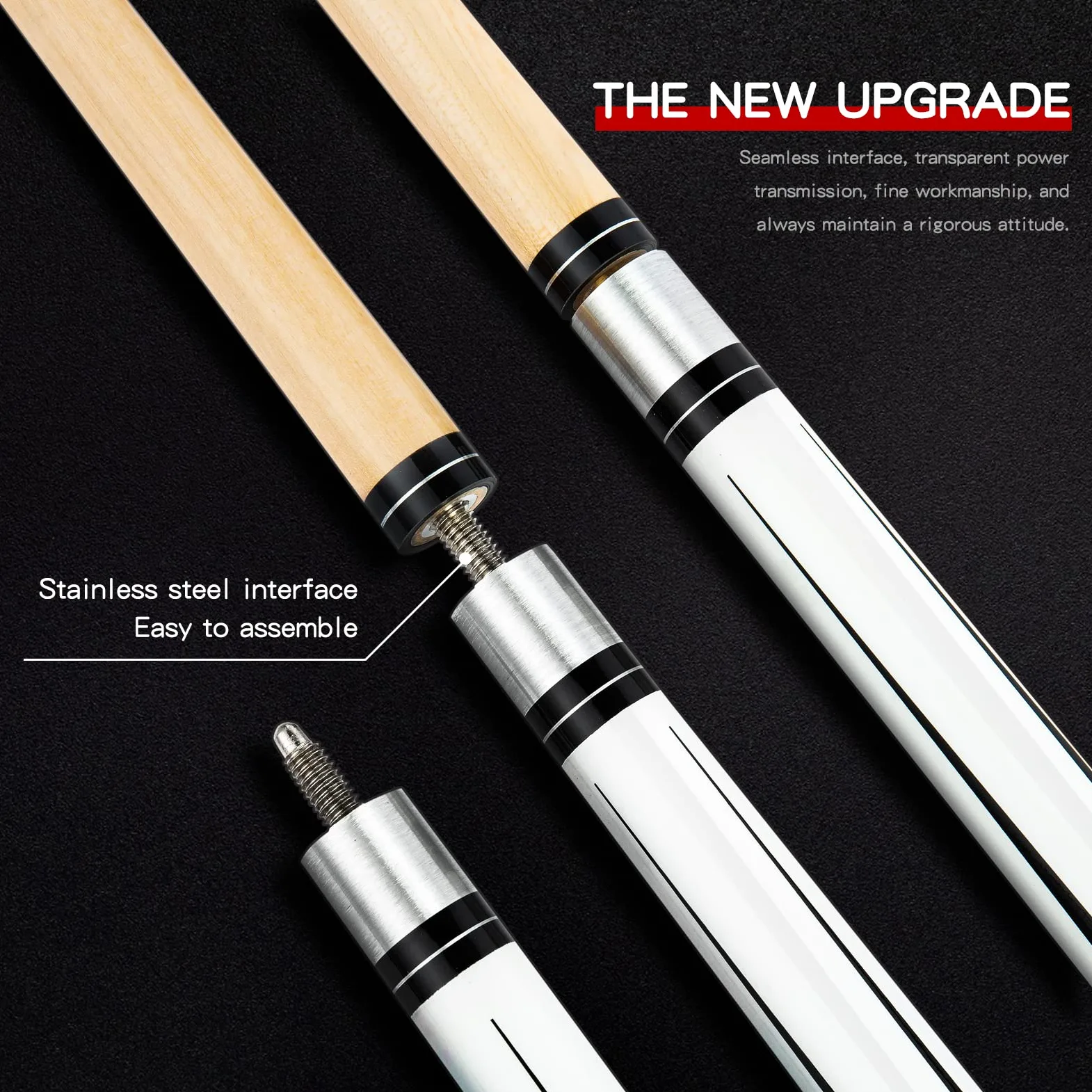 58 Inch 19oz/20oz Maple Billiard Stick Pool Cue Set 13mm Tip, Hardwood Canadian Maple Professional Billiard Pool Cue Stick