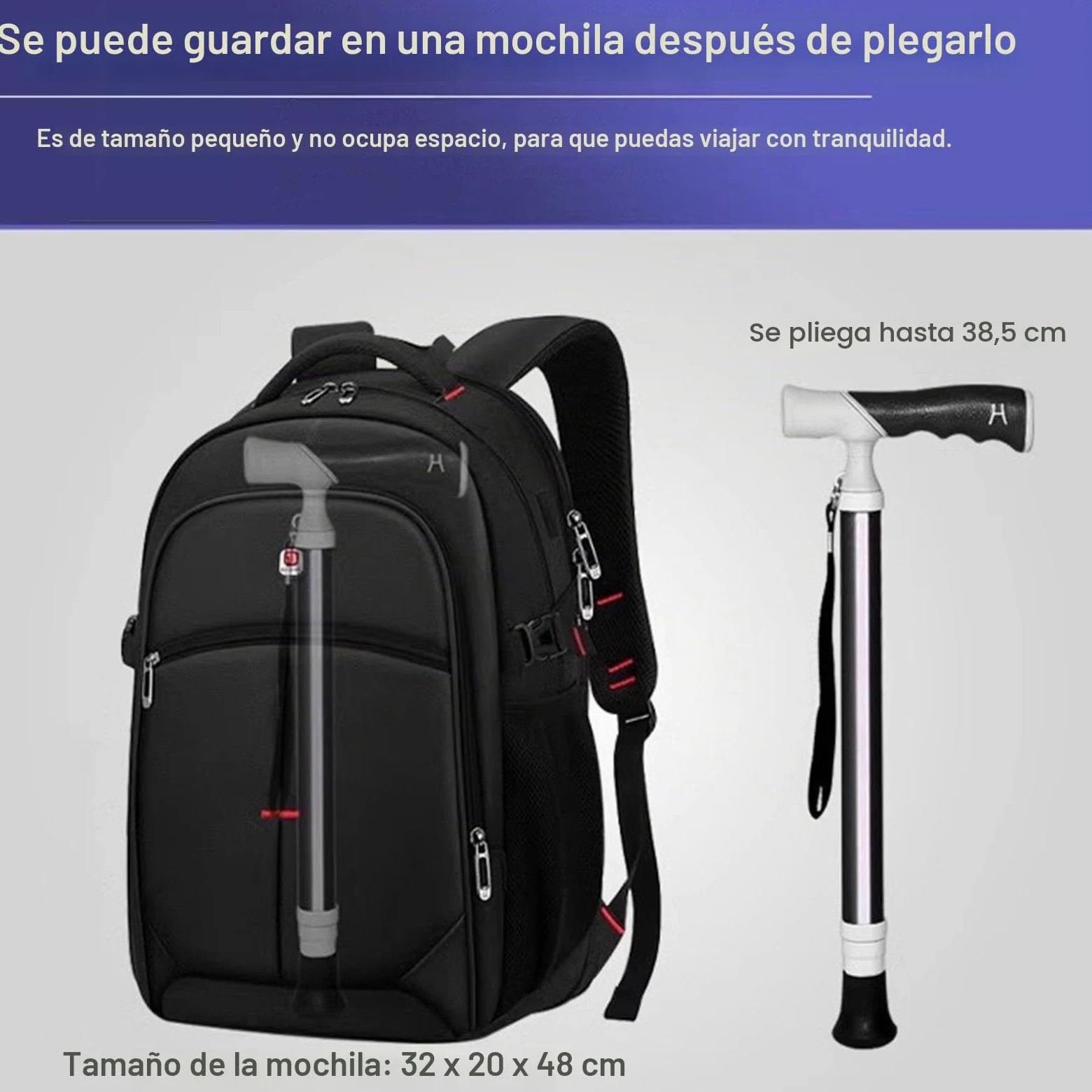 Bastón Telescópico De 4 Secciones Bastón Ligero De Aleación De Titanio | Se puede guardar en una mochila escolar bastón antideslizante(A,38~105cm)