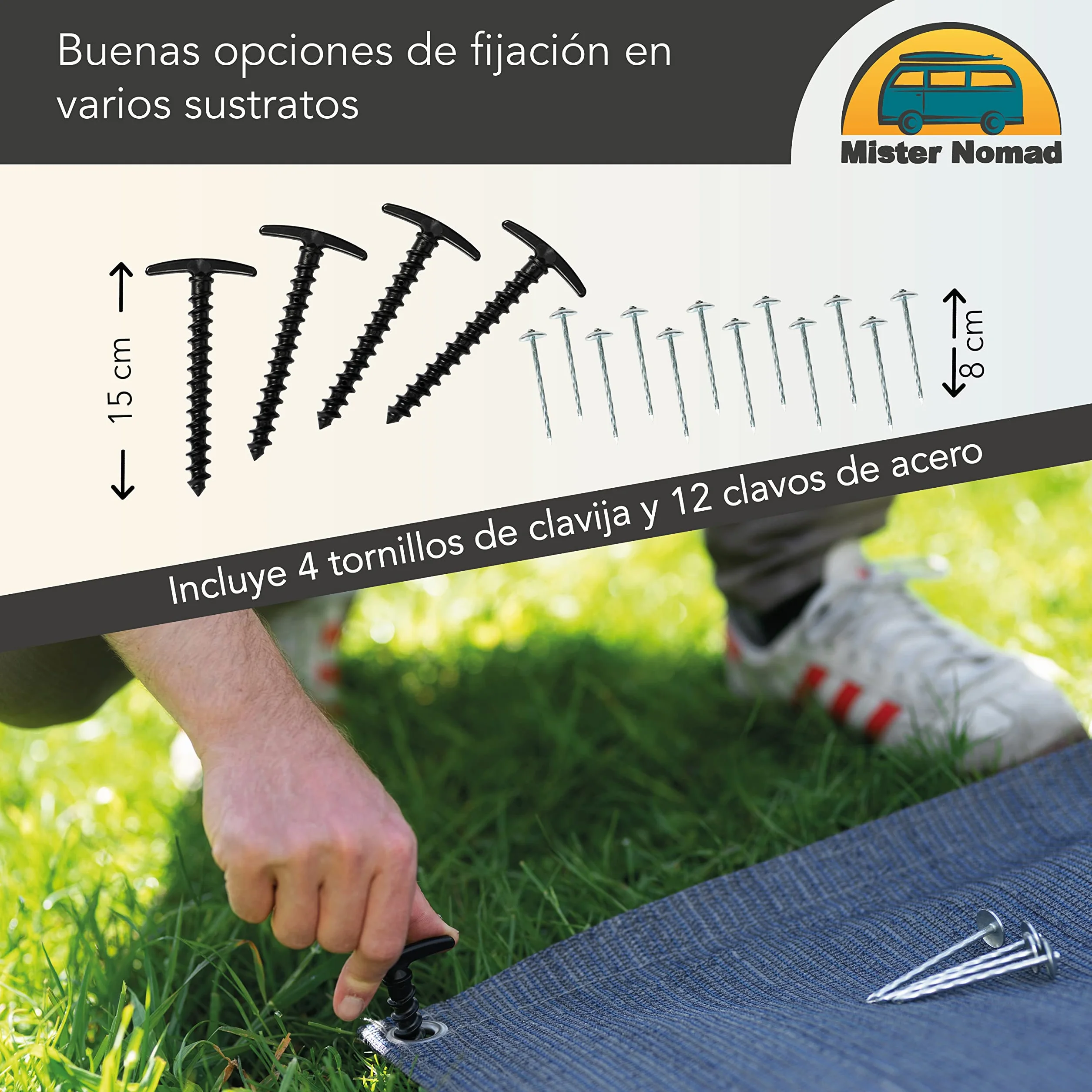 Mr Nomad Alfombra Camping 300 g/m² Transpirable 3 x 2,5 m Suelo Toldo Caravana