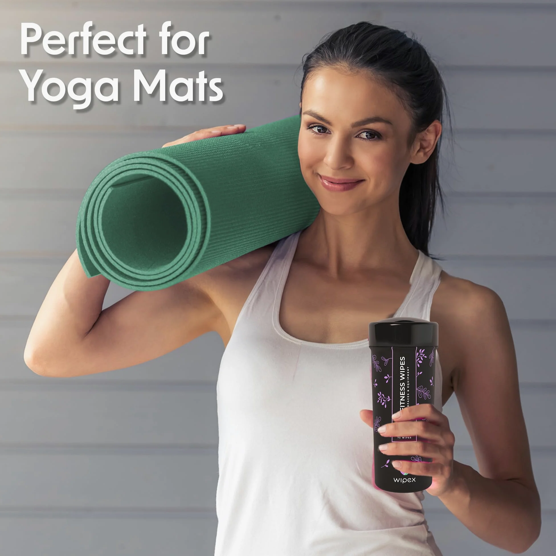 Wipex Toallitas Natural Gym y Fitness Equipment - Lemongrass, Eucalyptus & Vinegar- Ideal para colchonetas de Yoga, Pilates, Home Gym, Peloton, Spas, 75 toallitas - 4pk