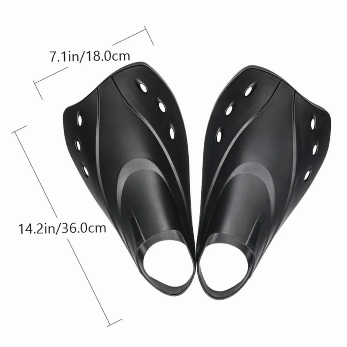 Cabilock Aletas Cortas Ajustables para Natación y Buceo Diseño Ergonómico con Suavidad Moderada para Entrenamiento y Snorkel para Hombre y Mujer Negro