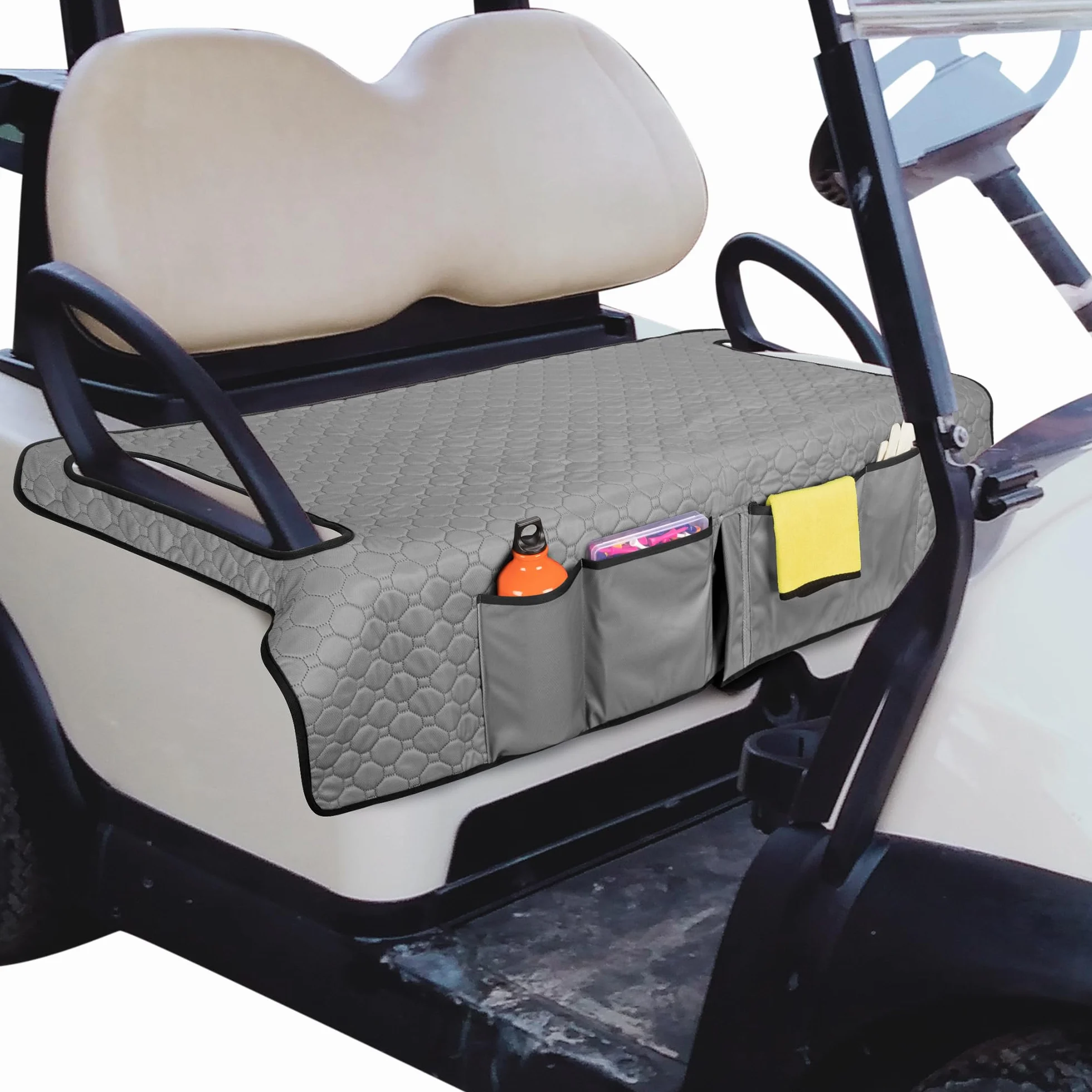 PGmoon Fundas para Asientos de Carrito de Golf, Manta Universal con 4 Bolsillos Delanteros y Base Antideslizante, Compatible con EZGO, Yamaha, Club Car y más, Asientos para 2 Personas
