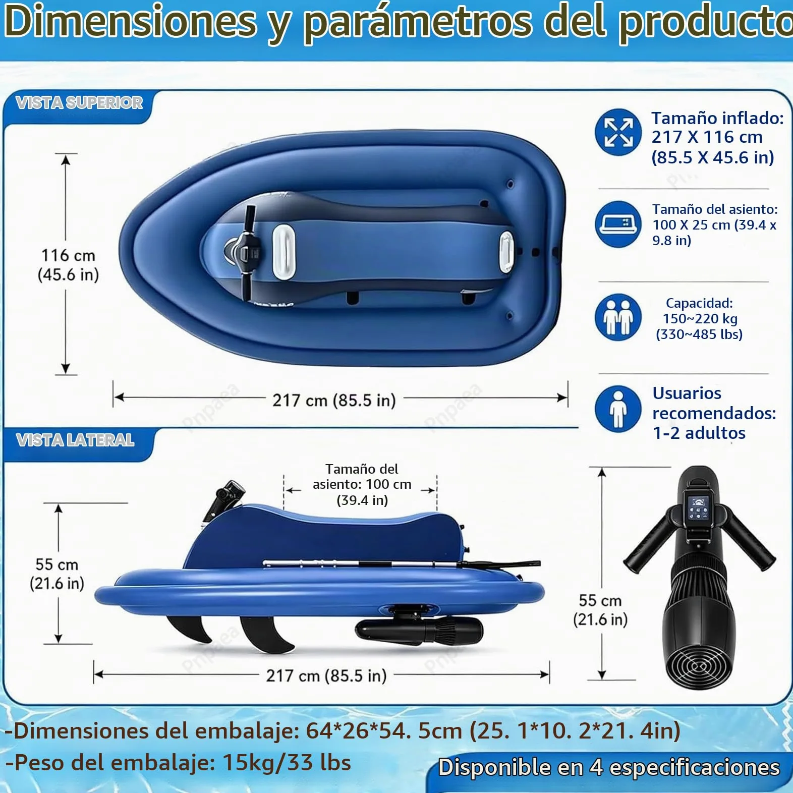 Motor 500w/700w Brushless Moto De Agua Hinchable, Propulsor AcuáTico, Lancha Hinchable Electrica,Potente HéLice para Surf, Pesca Y Buceo para Adulto A