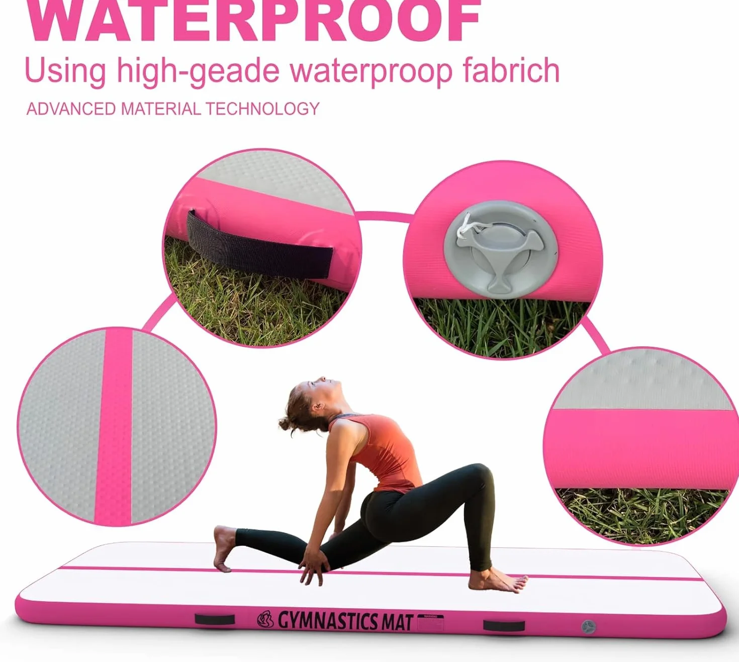 Tapis de Tumbling Gymnastique avec Pompe à Air Sac de Transport Maison Extérieur Yoga