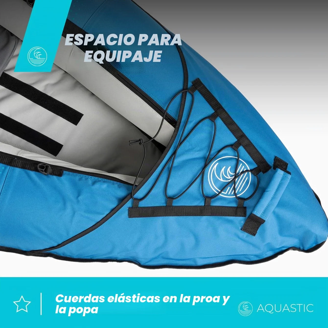 AQUASTIC Kayak DELF 11'0" Kayak Hinchable para 2 Personas con Dos Asientos Bomba Quilla Central y Funda Azul Kayak con Dimensiones 335x96 cm Ideal para Rafting y Excursiones Material PVC Resistente