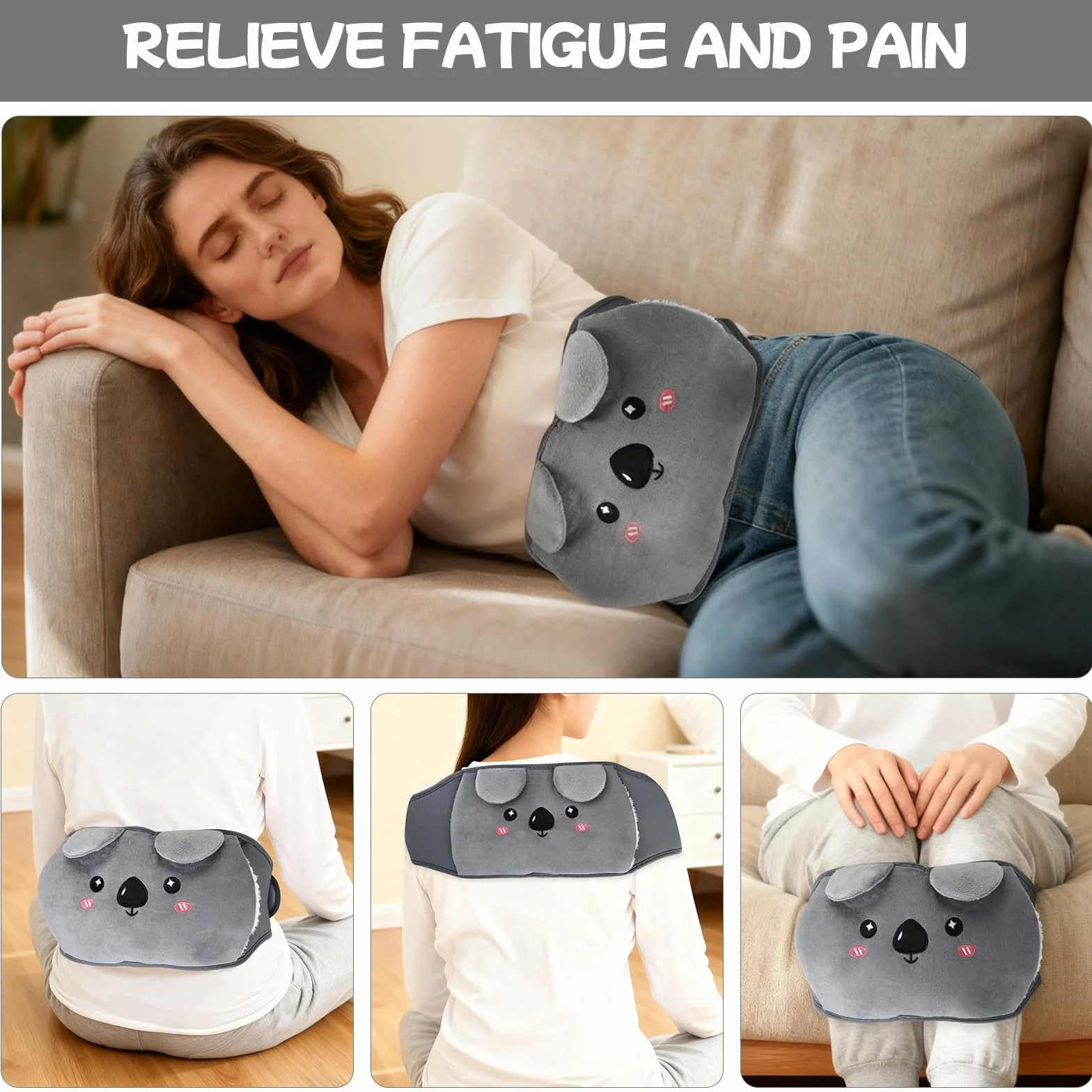 Bolsa de agua caliente Koala 1L 120cm con funda y cinturón lumbar